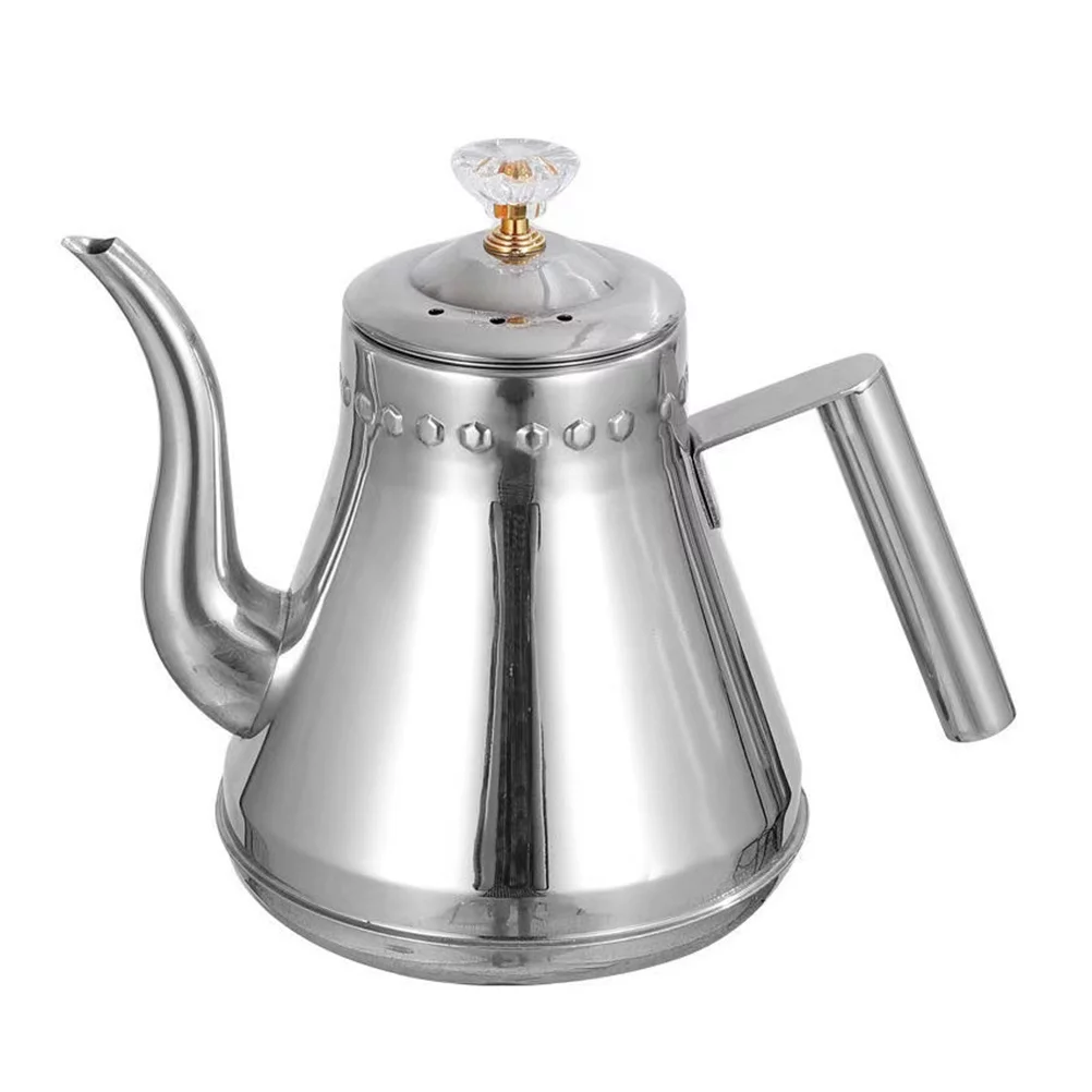 Large Capacity Tea Pot Stainless Steel Tea Kettle Water Boiling Pot for Home (Silver)