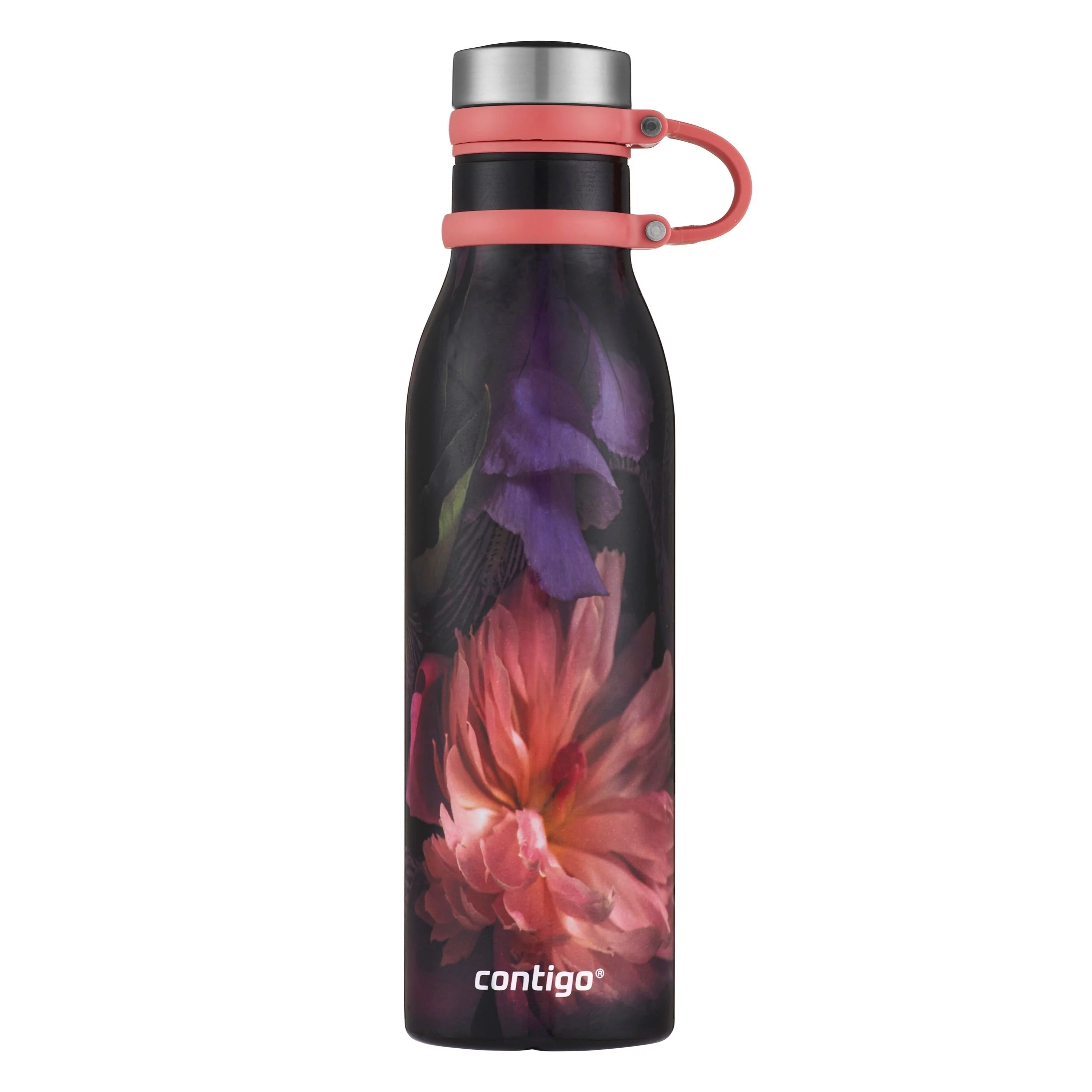 Contigo Couture Matterhorn Stainless Steel Water Bottle Night Flower Purple, 20 fl oz.