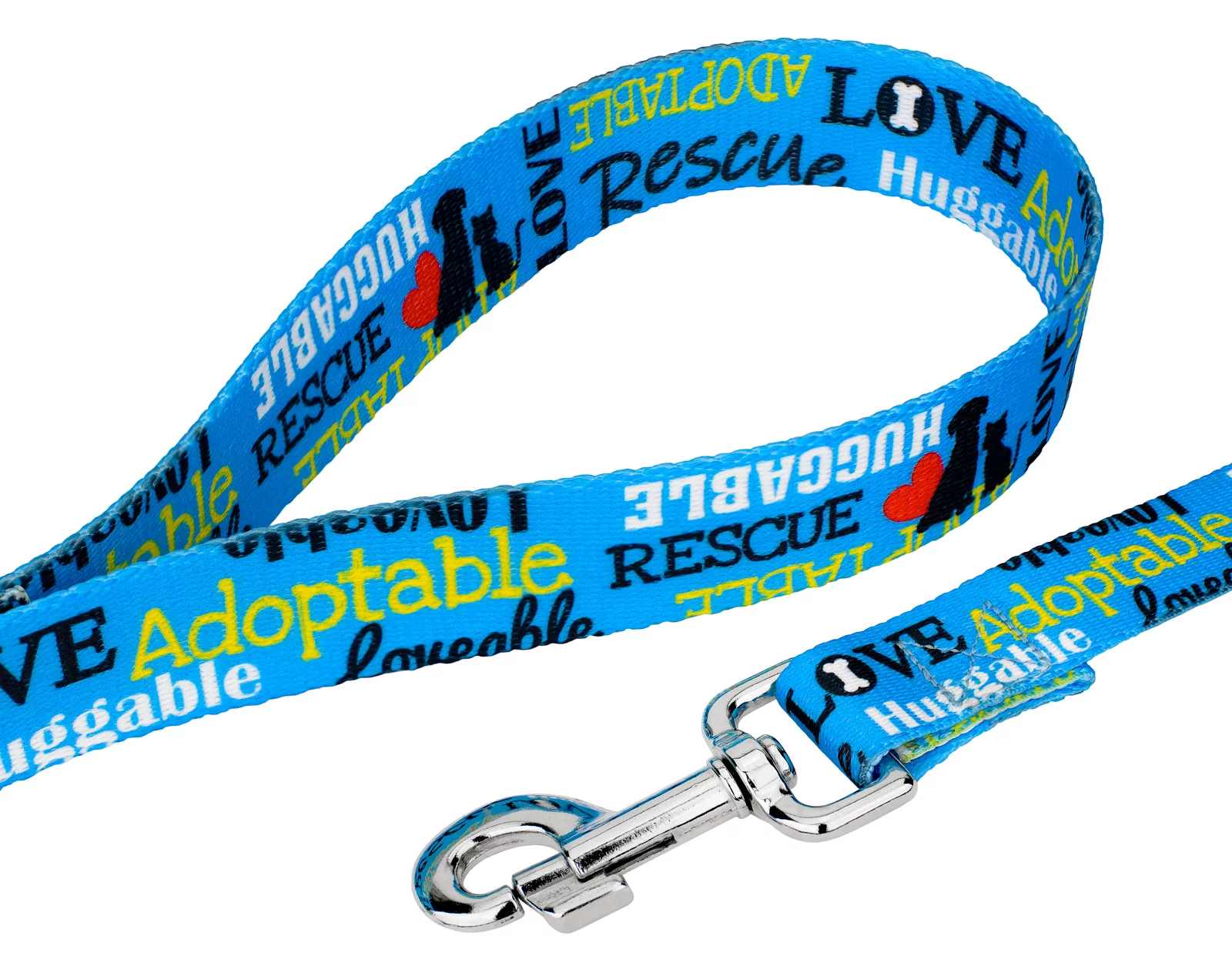 Country Brook Petz® 1 inch Blue Loveable Rescue Dog Leash, 6 Foot