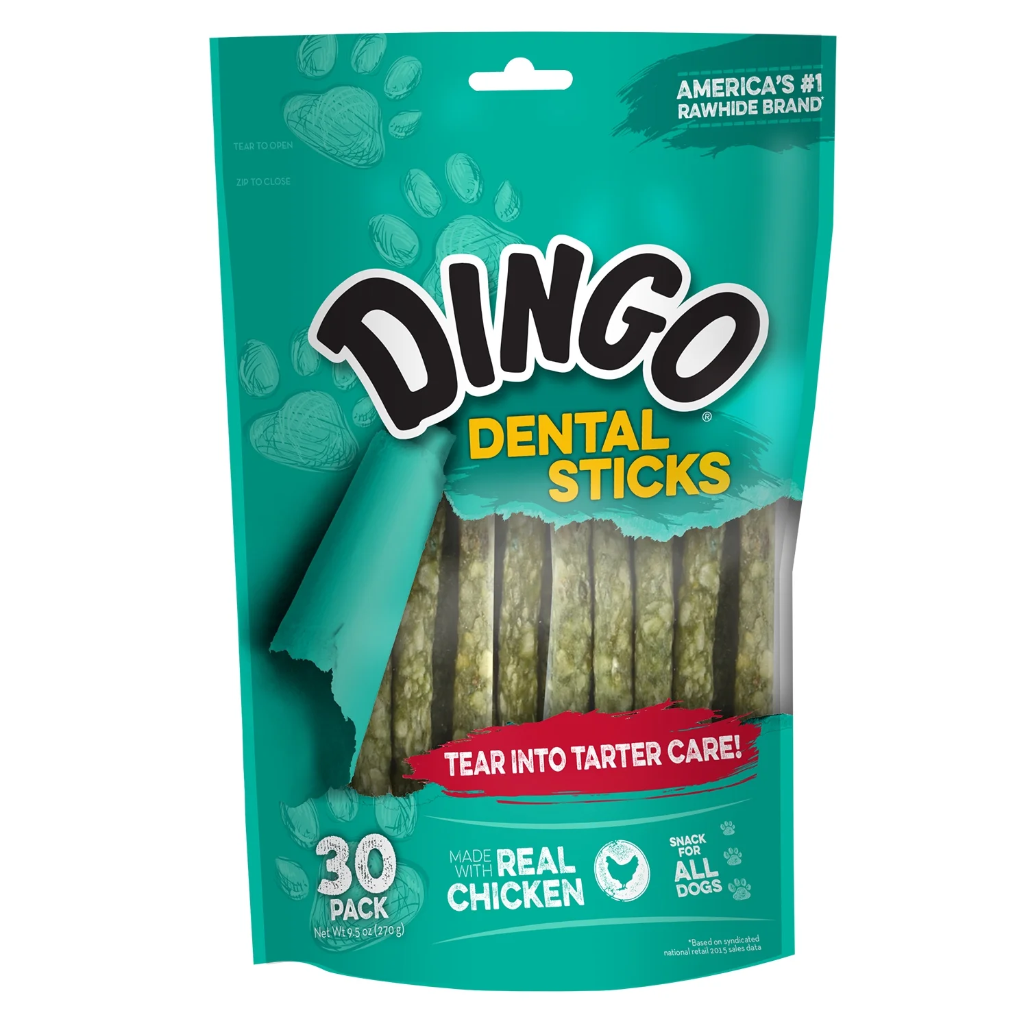 Dingo Dental Sticks Made with Real Chicken Dog Treats, 30 Pack