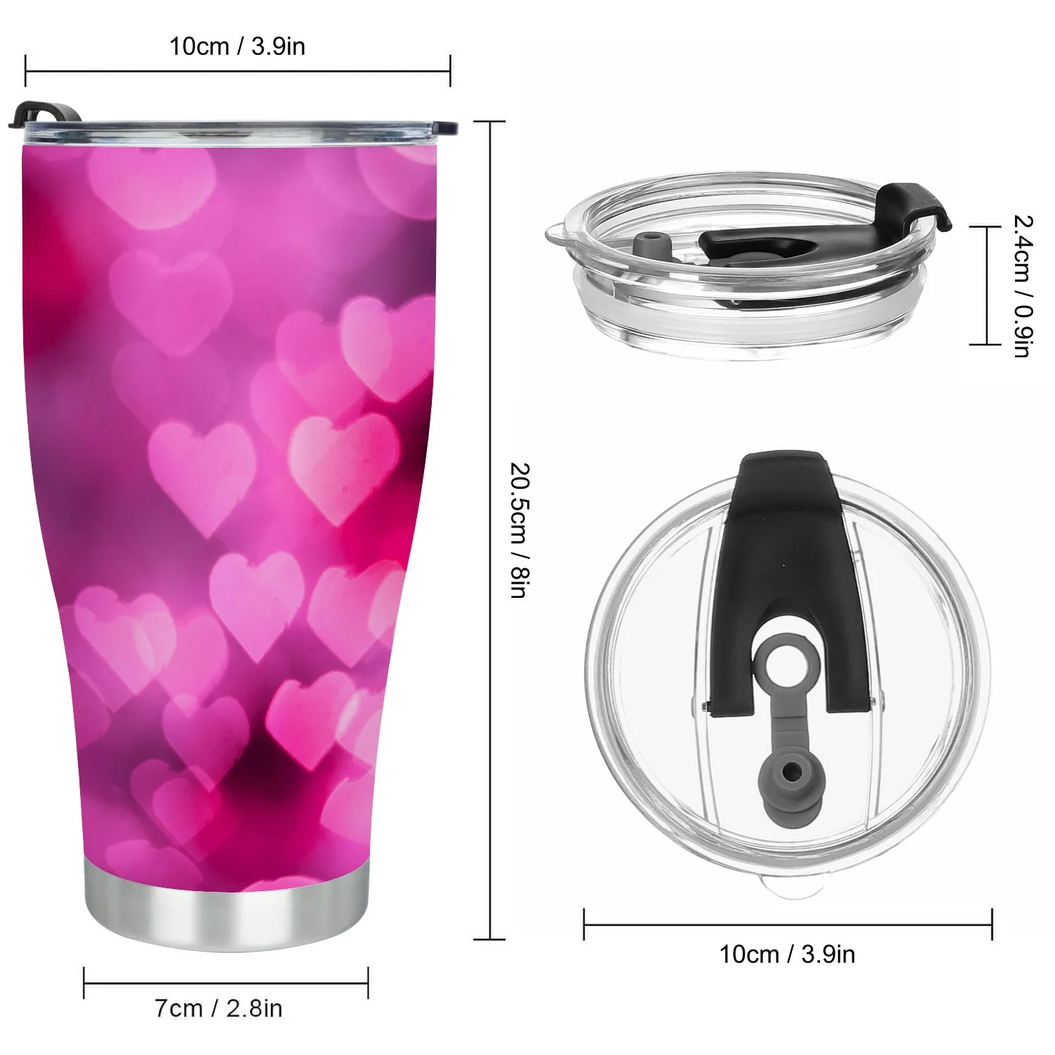 Hidove Stainless Steel Tumbler, Love Valentine Day Concept 30oz Leak Proof & Stainless Steel Bottle for Hot & Cold Drinks - Coffee Travel Mug, Water Metal Canteen, Thermal Cup