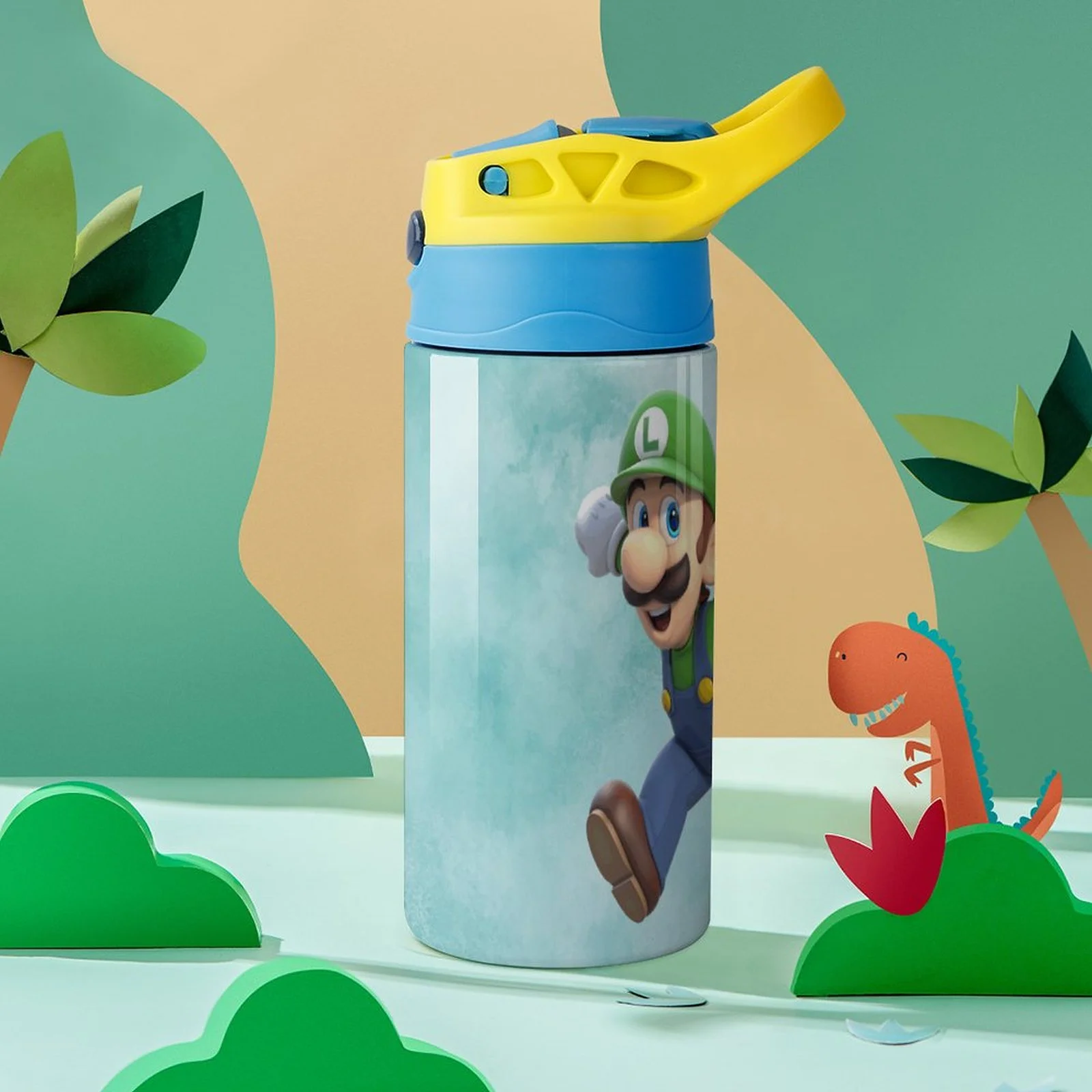 Luigi's Mansion Kid's Insulated Water Bottle With Straw Vacuum Stainless Steel Cup Leak-Proof Children Toddler Thermoses