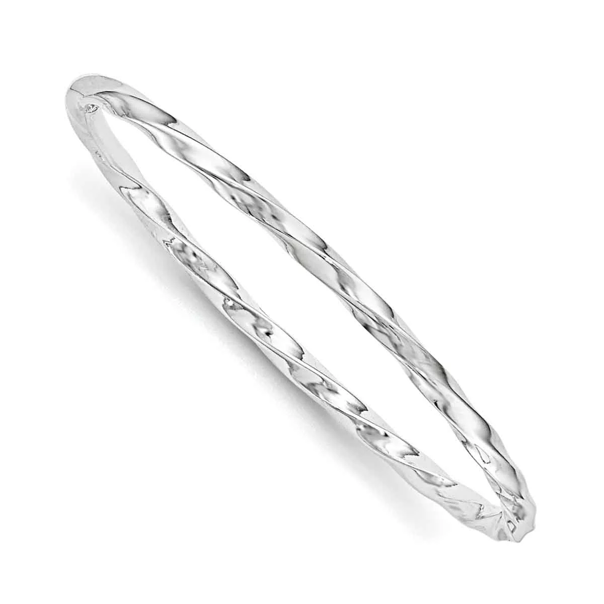Primal Silver Sterling Silver Rhodium Plated Polish Twisted Slip-on Child's Bangle