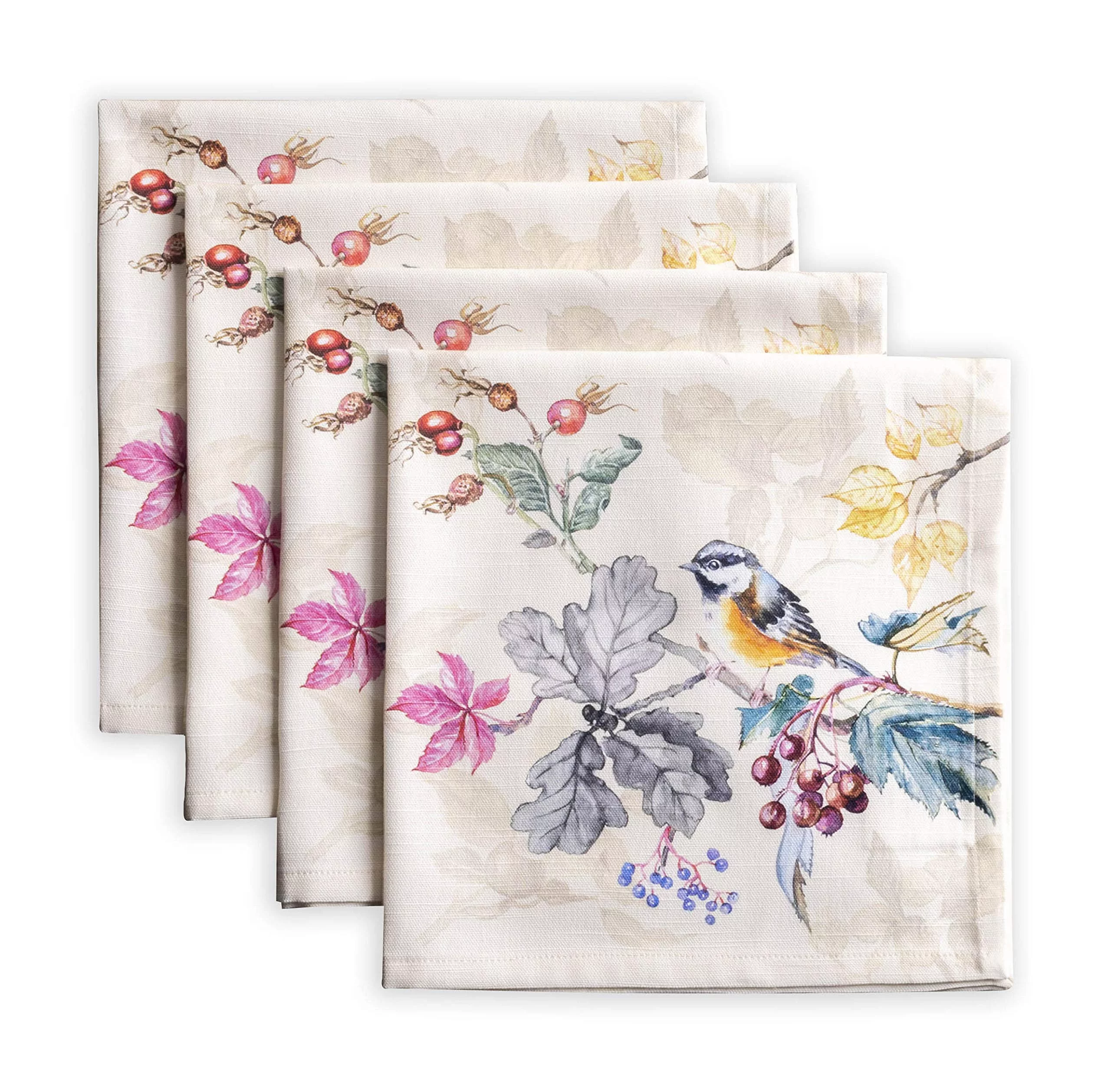 Maison d' Hermine Equinoxe - Beige 100% Cotton Soft and Comfortable Set of 4 Napkins Perfect for Family Dinners Weddings Cocktail Kitchen Spring/Summer (20 Inch by 20 Inch).