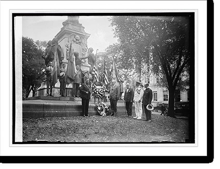 Historic Framed Print, Denby at LaFayette statue, 9/6/23, 17-7/8