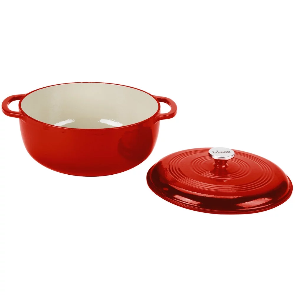 Lodge Ec7d43 7.8 Qt. Island Spice Red Enameled Cast Iron Dutch Oven