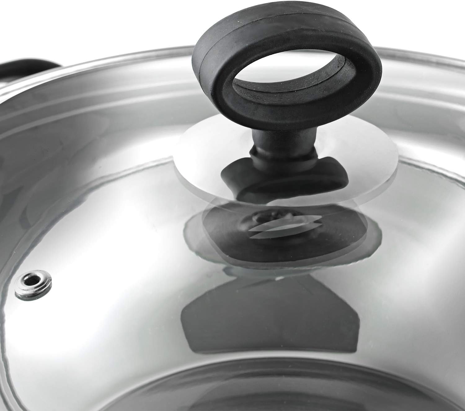 Vinod Stainless Steel Kadai | Deluxe Wok | Glass Lid | Induction Friendly | Sandwich Bottom | 24cm Capacity | 2.8 Liters (2.96 Quarts) | Multi-Use Pot | Suitable For Indian Cooking, Gravy, Stews