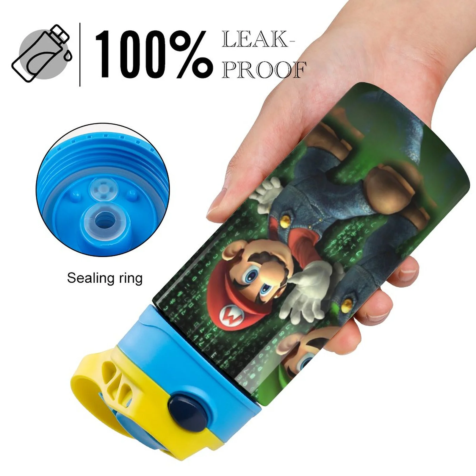 Mario Luigi's Mansion Bros Kid's Insulated Water Bottle With Straw Vacuum Stainless Steel Cup Leak-Proof Children Toddler Thermoses