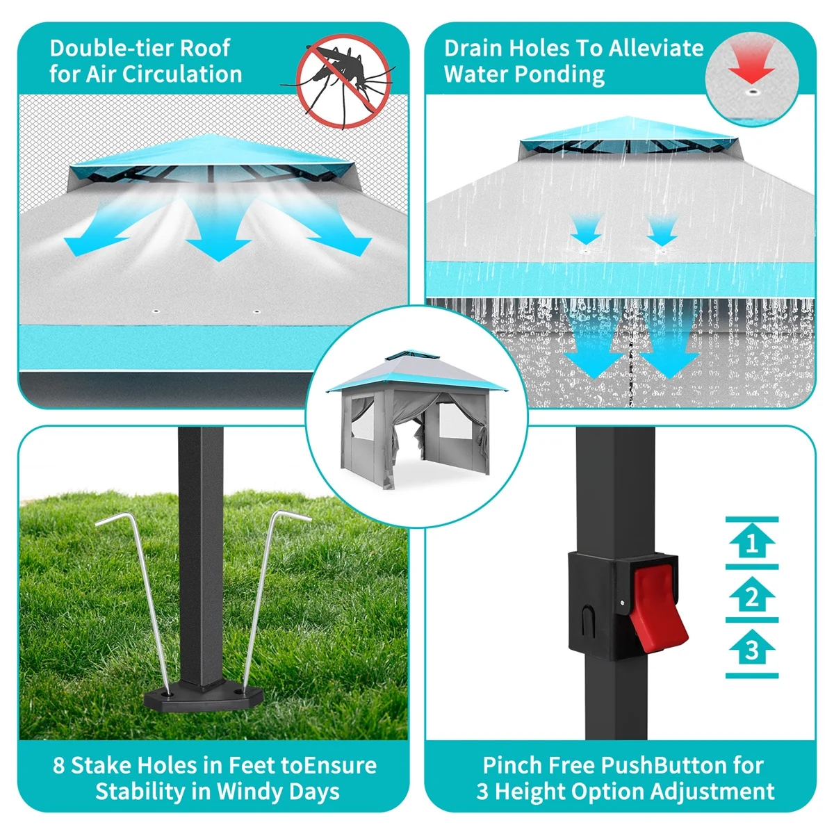 10 Ft. W x 10 Ft. D Metal Patio Gazebo Tent With Carry Bag