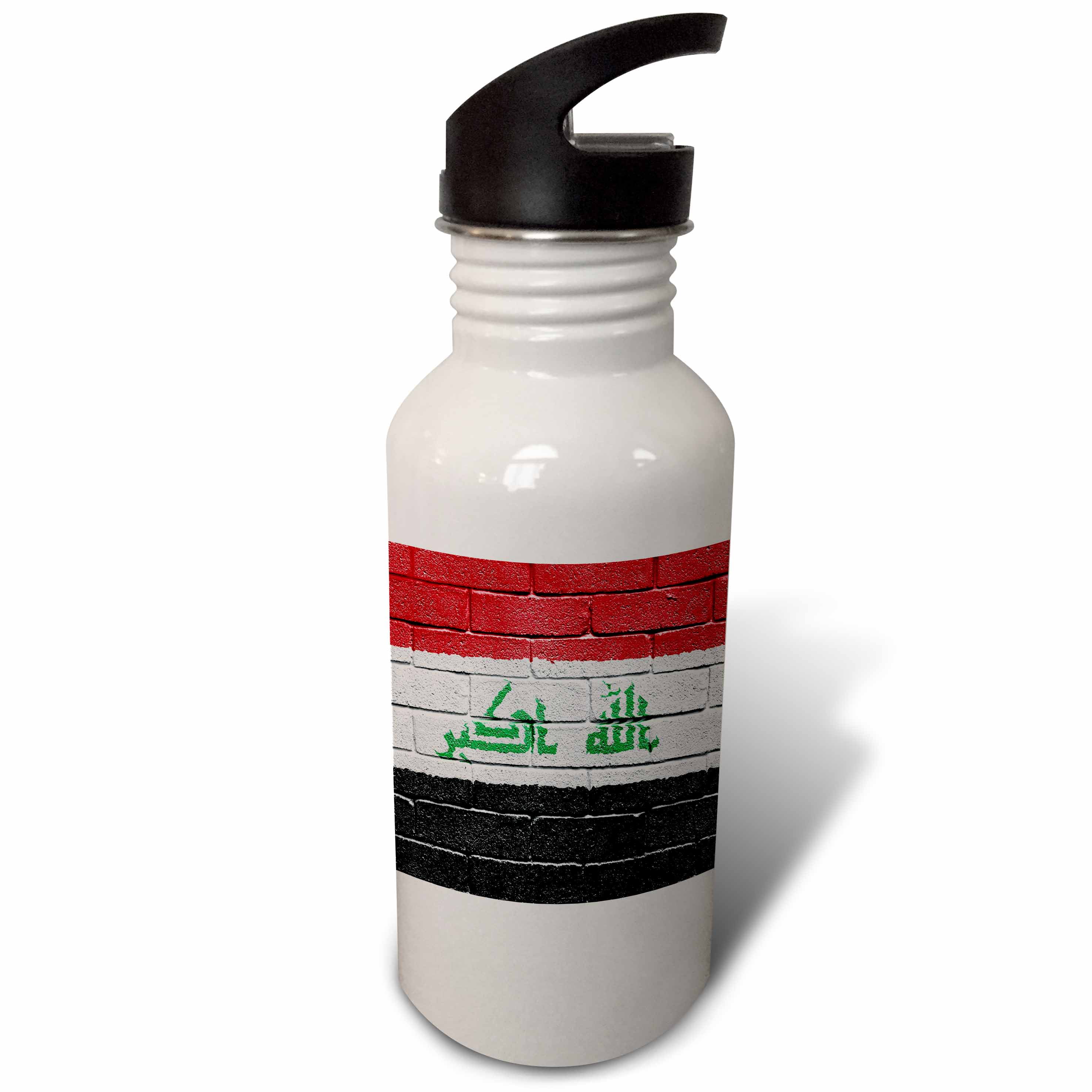 National flag of Iraq painted onto a brick wall Iraqi 21 oz Sports Water Bottle wb-155157-1
