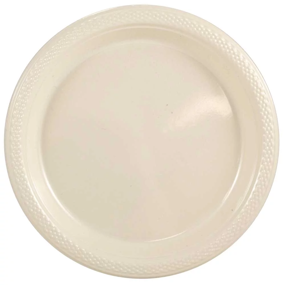 JAM Paper Bulk Round Plastic Party Plates, Ivory, 200/Box, Medium, 9