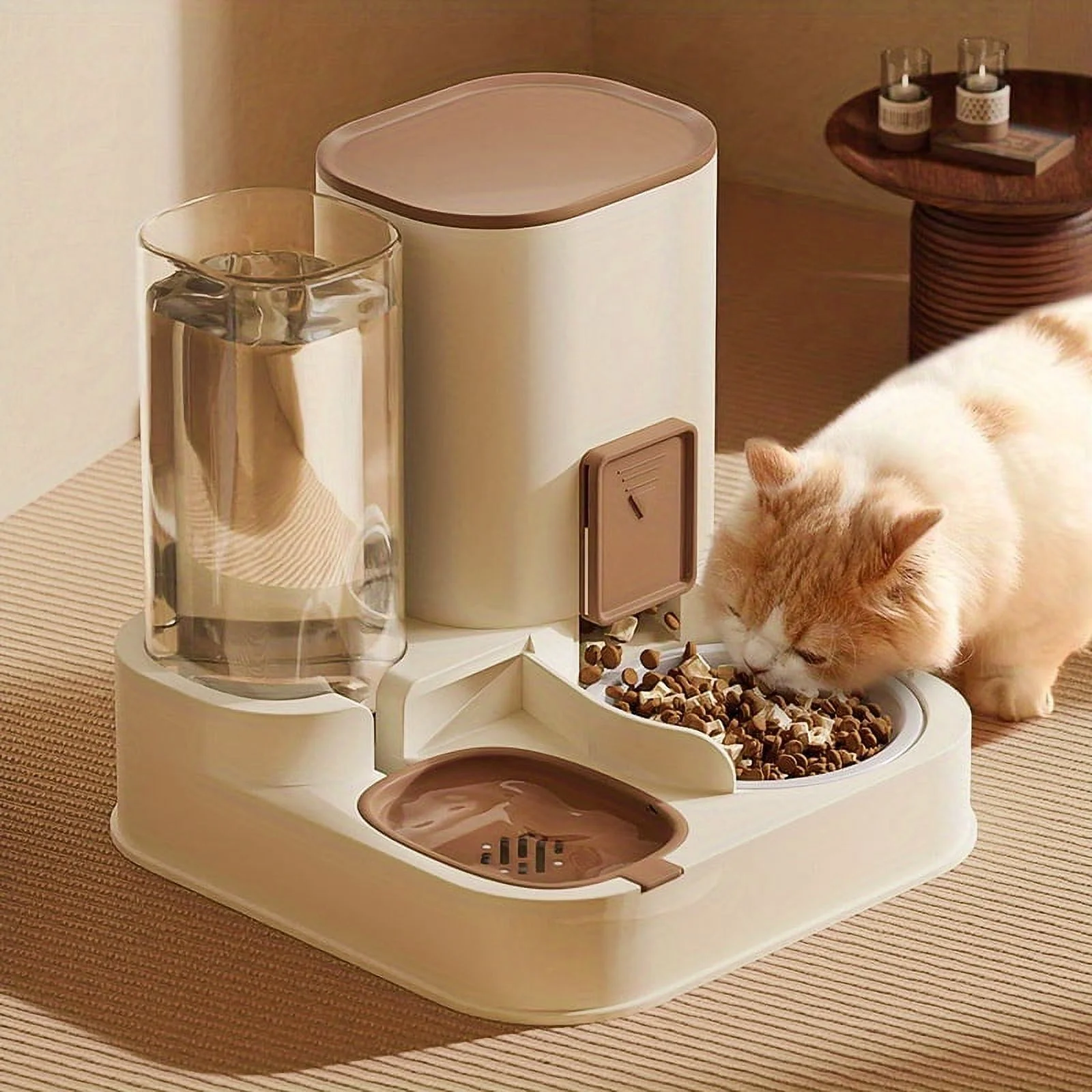 2-in-1 Automatic Cat Feeder and Water Dispenser for Indoor Cats - Gravity Water Feeder and Food Container