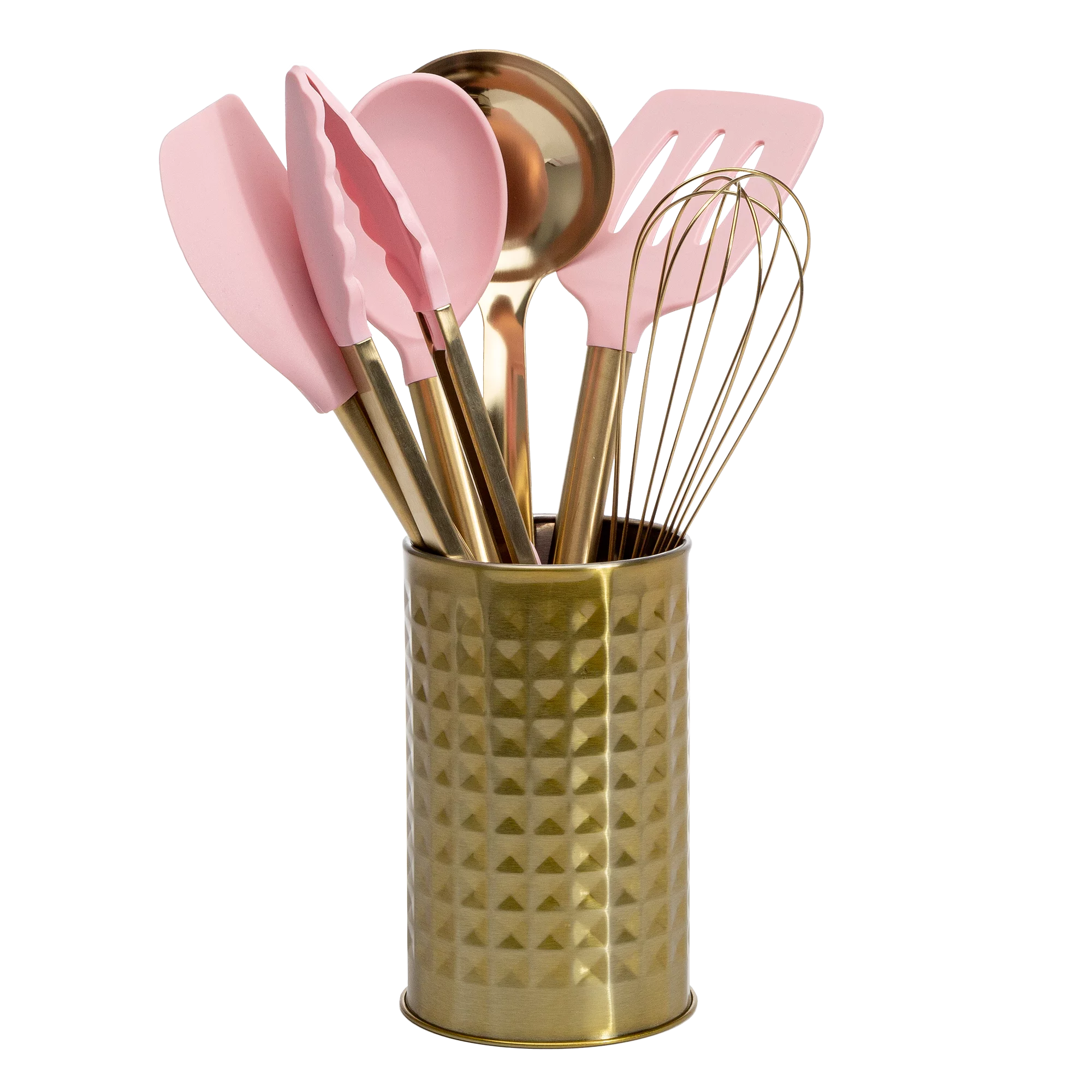 Paris Hilton 7-Piece Cooking Utensils Set, Silicone and Stainless Steel, Pink