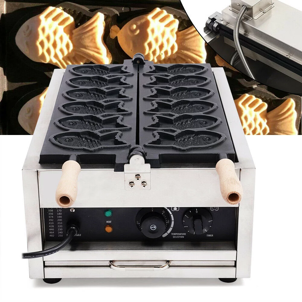 Taiyaki Maker Japanese Fish-Shaped Pancake Ice Cream Waffle Cone Making Machine