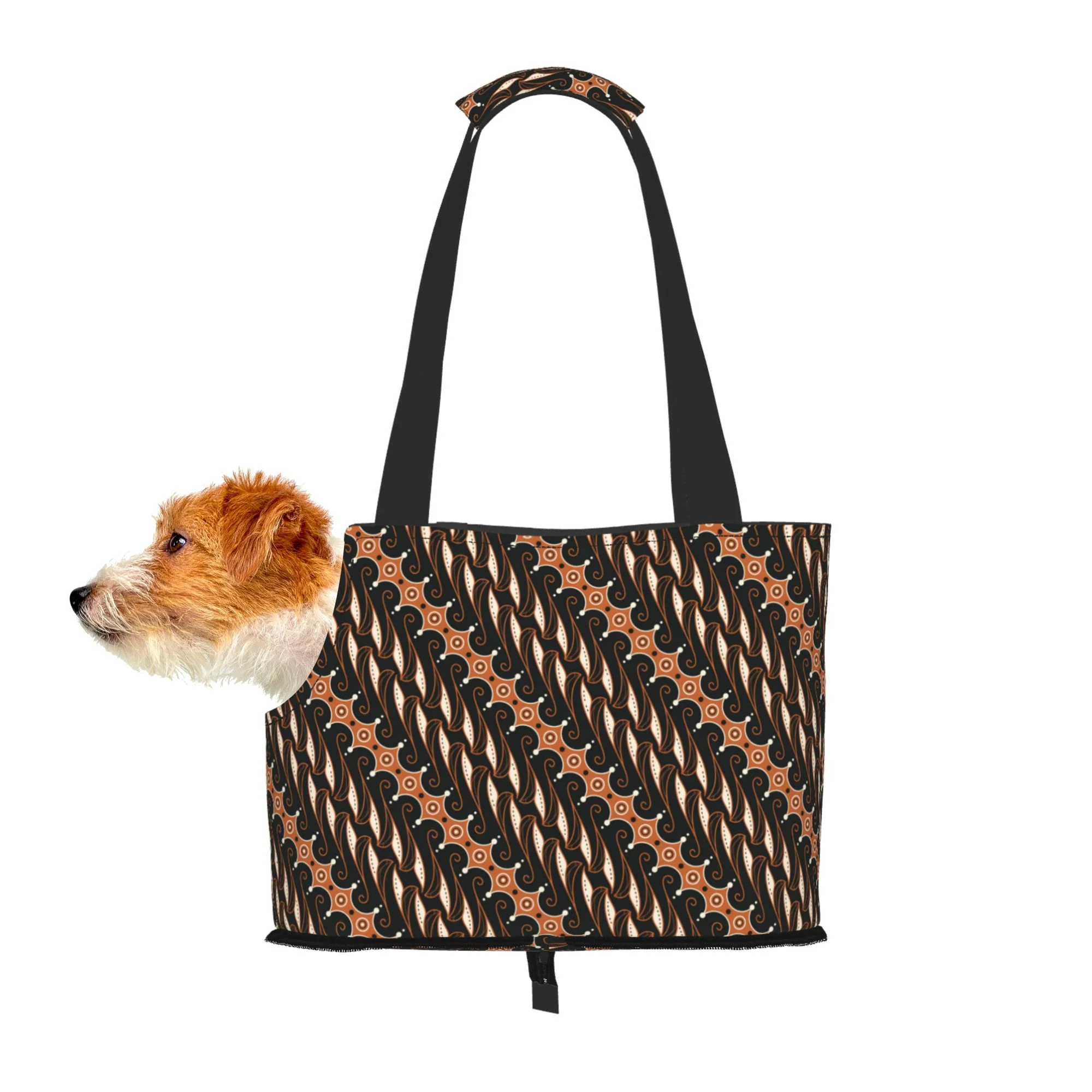 TEQUAN Foldable Dog Purse Carrier, Collapsible Abstract Fashion Batik Art Prints Pet Travel Tote Bag for Small Dog Cat Puppy, Waterproof Dog Soft-Sided Carriers