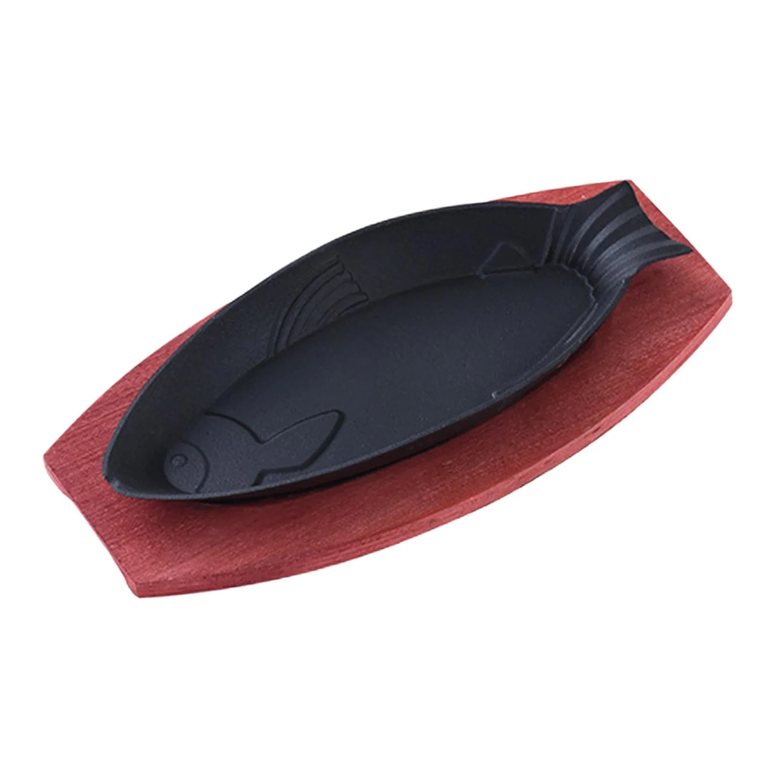 Tongina Steak Fry Plate BBQ Grilling Pan Shaped Baking Tools Cast Iron Fajita Pan Steak Serving Plate for Home Stovetops Cooking B