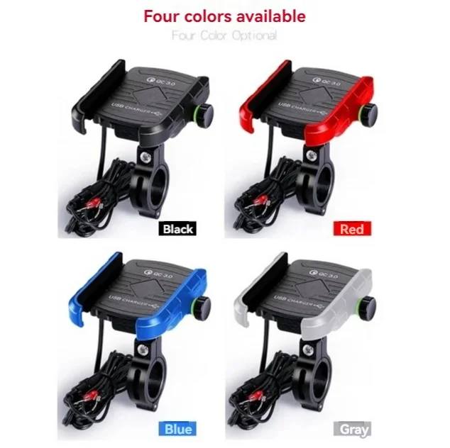 Motorcycle Wireless 15W Qi/USB Quick Charger 3.0 Phone Holder 2 in 1 Mount on 22-32mm Handlebar or Rear-View Mirror Fast Charging for 3.5-6.8 inch Cellphones(black)