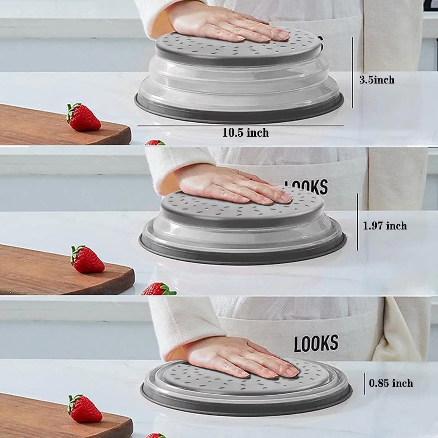 2 Pack Collapsible Microwave Cover for Food Splatter, Microwave Splatter Cover Free, Microwave Plate Cover Guard Lid, Microwave Food Cover Steam Vents Keeps Microwave Oven Clean