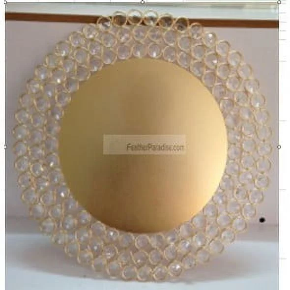 Gold Charger Plates with Crystal Beads