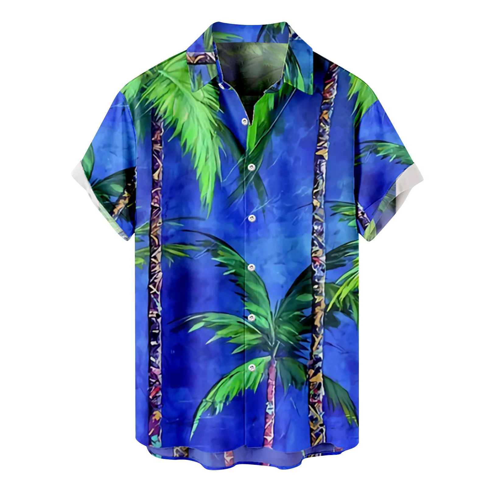 Mens Printed Hawaiian Shirts Short Sleeve Button Down Beach Shirts Shirt For Man Novelties 2023 Trend Men Shirts Blue M