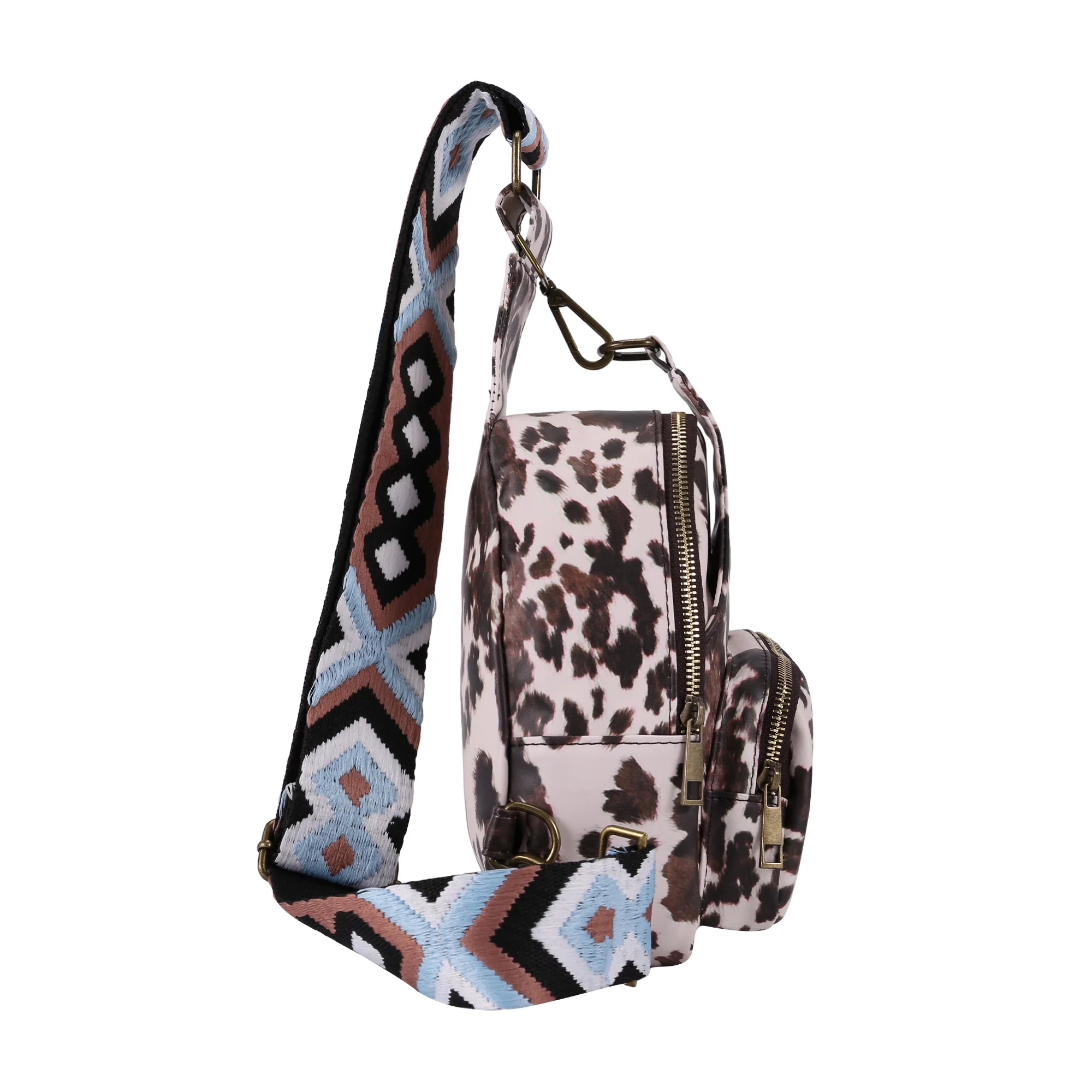 Women Crossbody Sling Bag Retro PU Chest Shoulder Bag Lightweight Fanny Packs Backpack Hiking Daypack