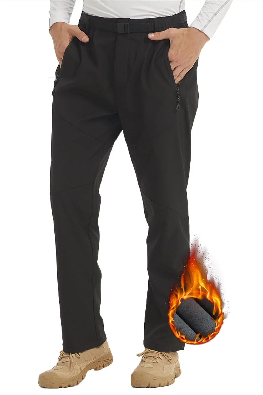 YUSHOW Mens Snow Ski Pants Waterproof Fleece Lined Outdoor Hiking Softshell Pants Size L