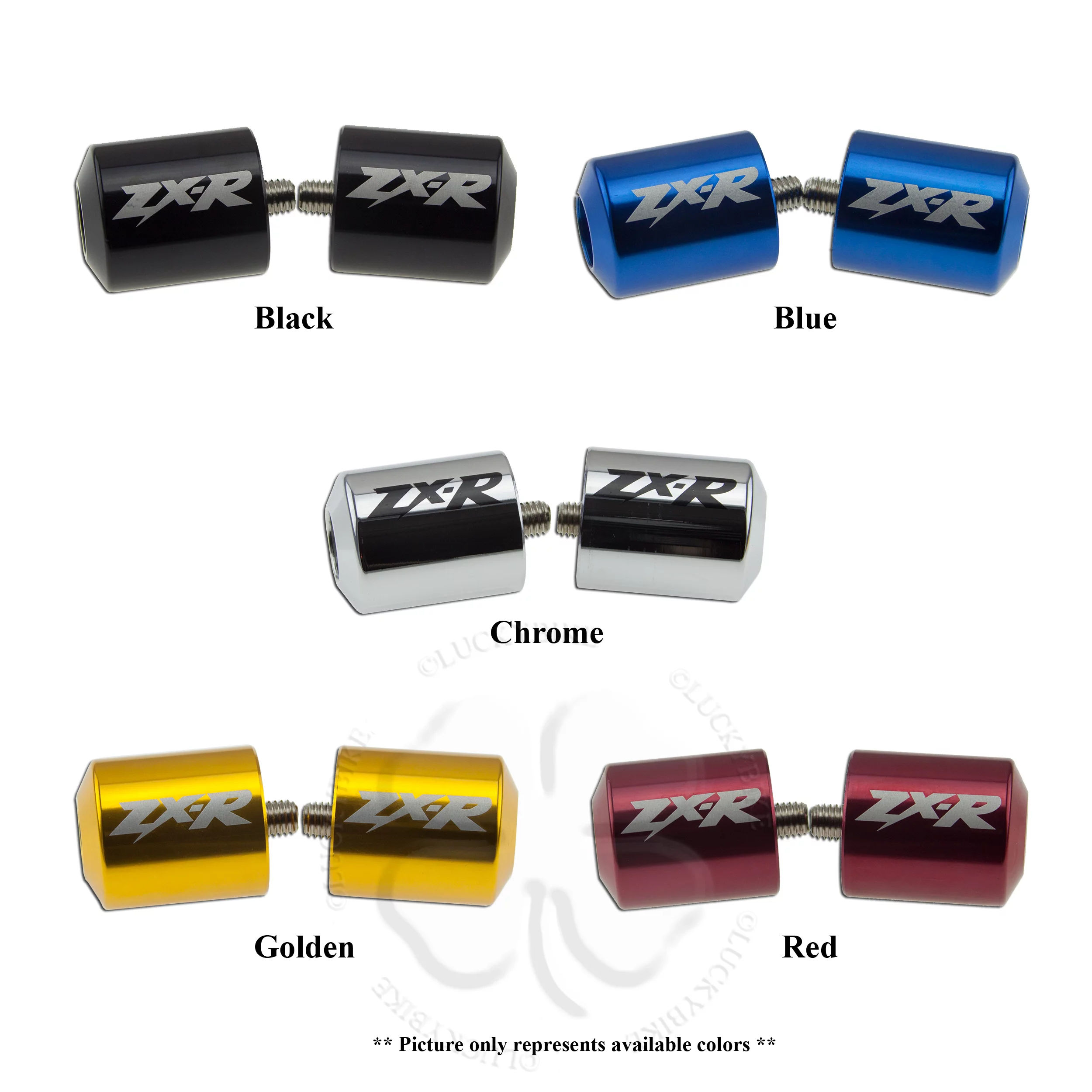 Set Kawasaki ZX-R Logo Bar Ends Caps ZZR ZRX ZX7R ZX9R ZX12R 600 1100 1200 ZRX
