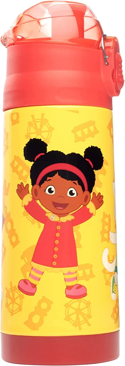 Daniel Tiger 13 oz Insulated Water Bottle with Latching Lid - Easy to Use for Kids - Reusable Spill Proof & BPA-Free, Keeps Drinks Cold for Hours, Fits in Lunch Boxes & Bags, Fun for Back to School