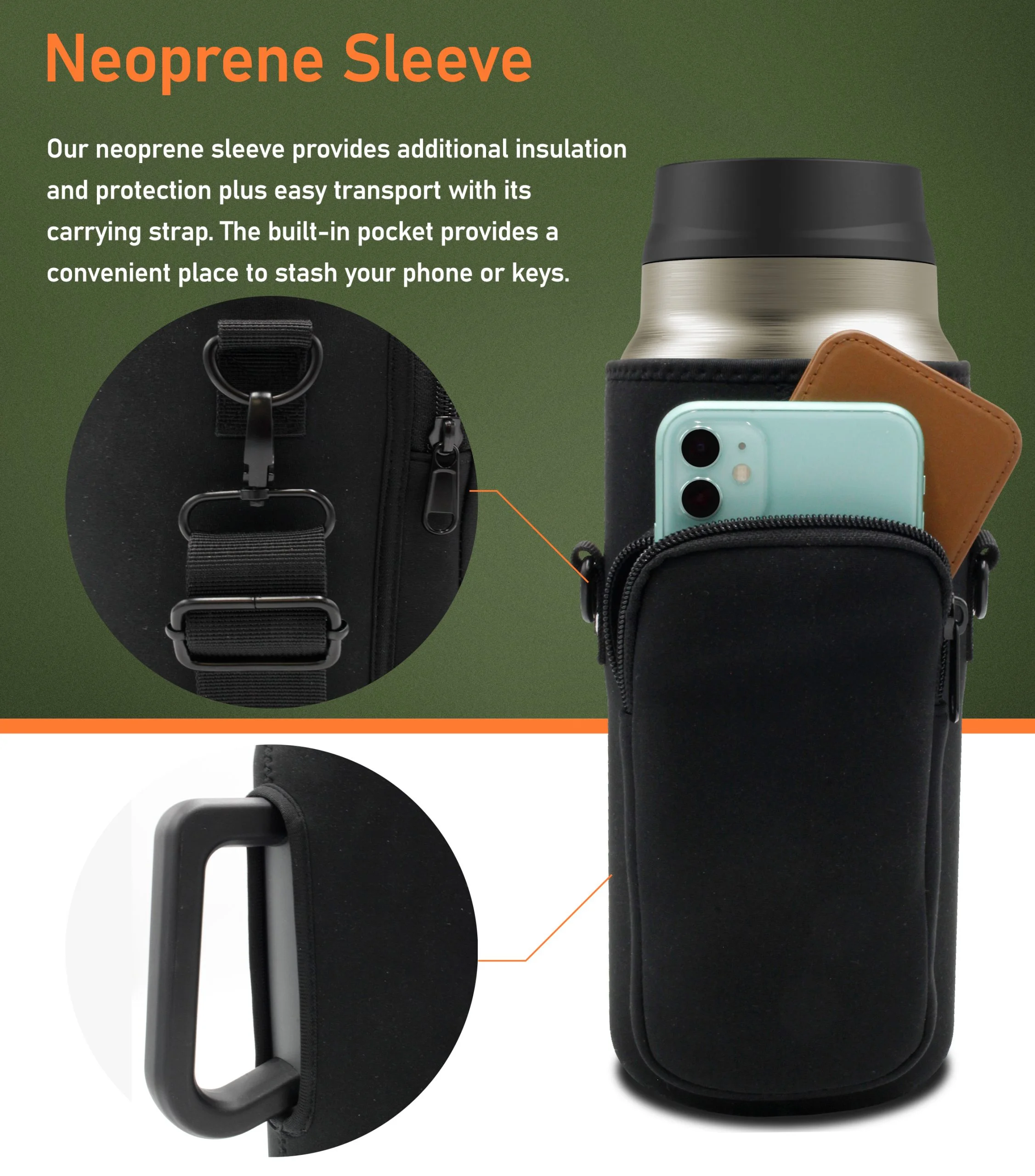 64 oz Water Bottle with Filter Straw Lid and Handle, Insulated Filtered Half Gallon Tumbler for Hot/Iced Drinks (Neoprene Carrying Strap Bag Included)