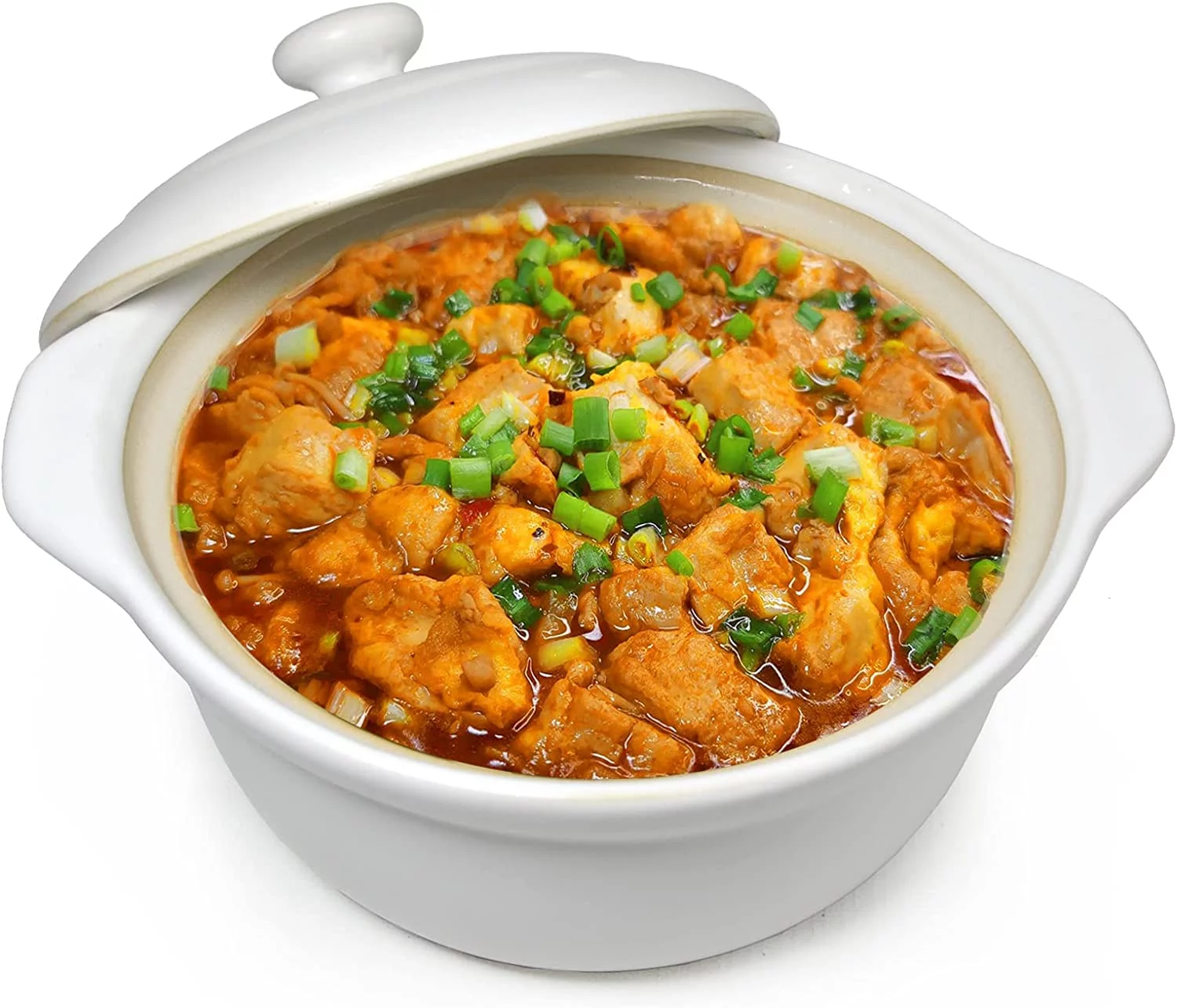 Casserole Clay Pot Heat-resistant Premium Ceramic Bowls Lid Cooking Soup Black White (Black 60oz)