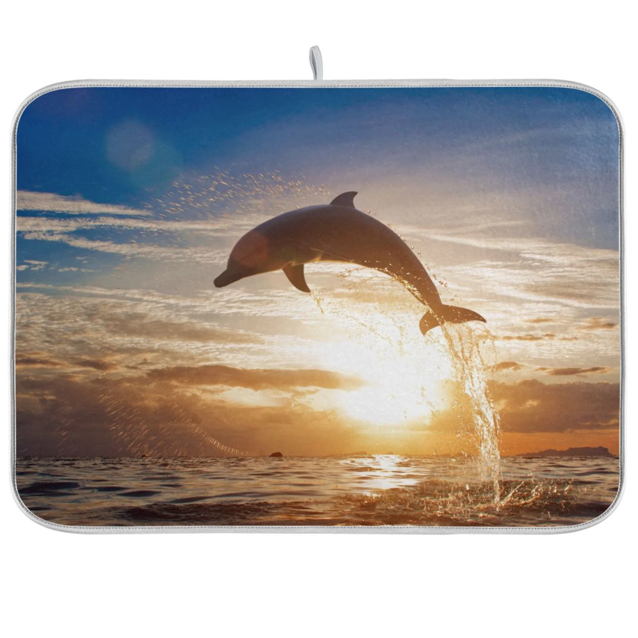 Dolphin Jumping Out Of The Sea Dish Drying Mat Microfiber Kitchen Mats Large Counter Absorbent Dish Pad Drainer Rack 18