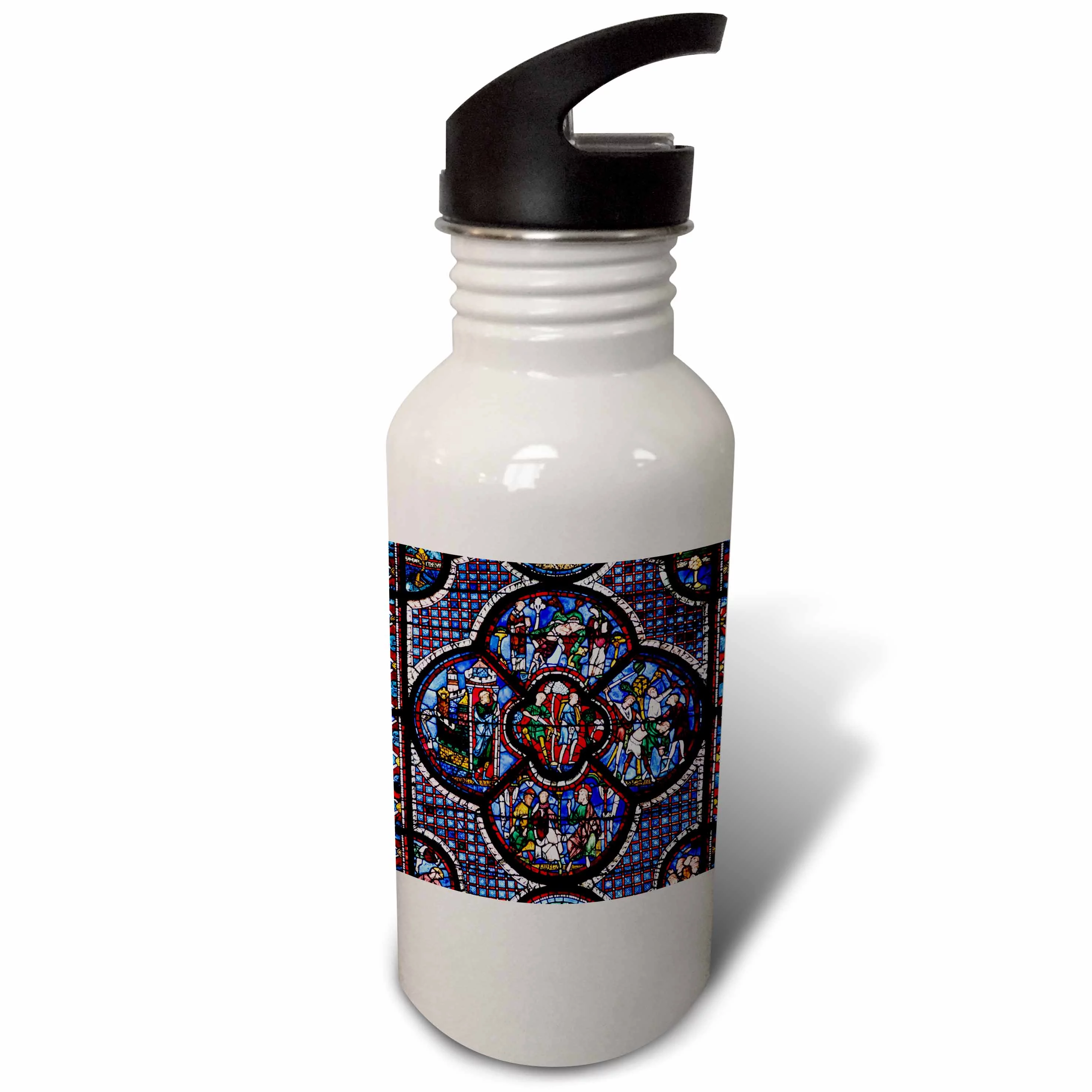 France, Centre, Chartres, Chartres Cathedral, stained glass window. 21 oz Sports Water Bottle wb-189341-1