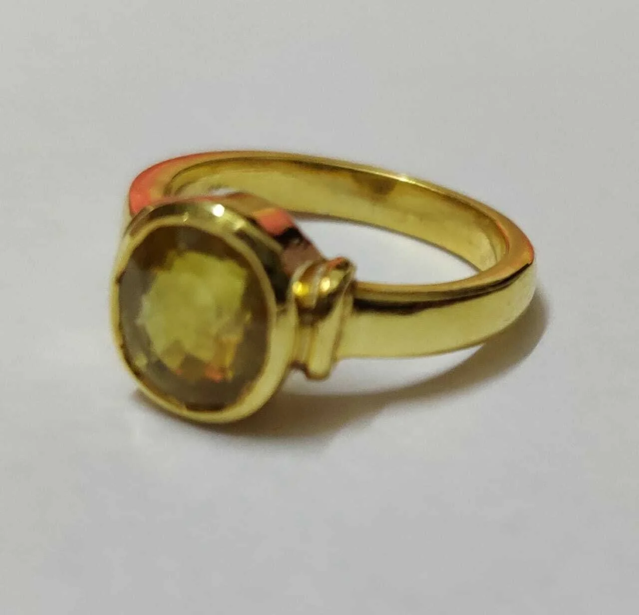 Natural Certified 5 Ct Yellow Sapphire Handmade Gold Plated Ring For Her US5.5