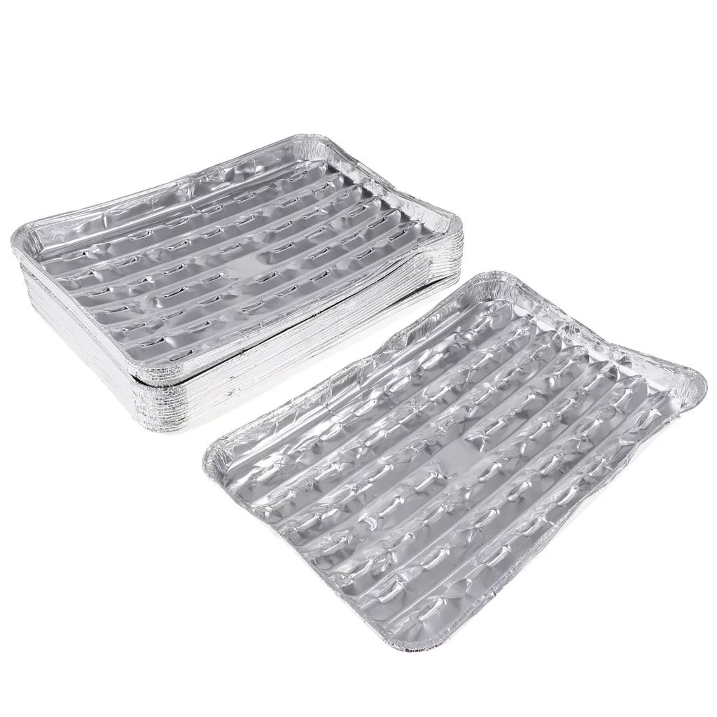 40pcs Aluminum Grilling Tray Rectangular BBQ Plate Disposable Cake Pan