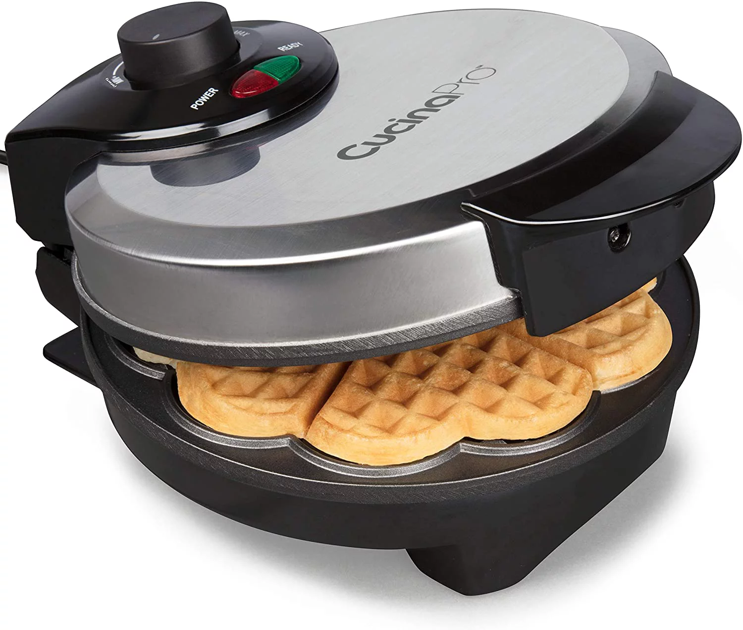 Heart Waffle Maker- Make 5 Heart Shaped Waffles For Special Breakfast- Nonstick Baker For Easy Cleanup, Electric Waffler Griddle Iron W Adjustable Control- Loved Ones Gift For Easter Morning