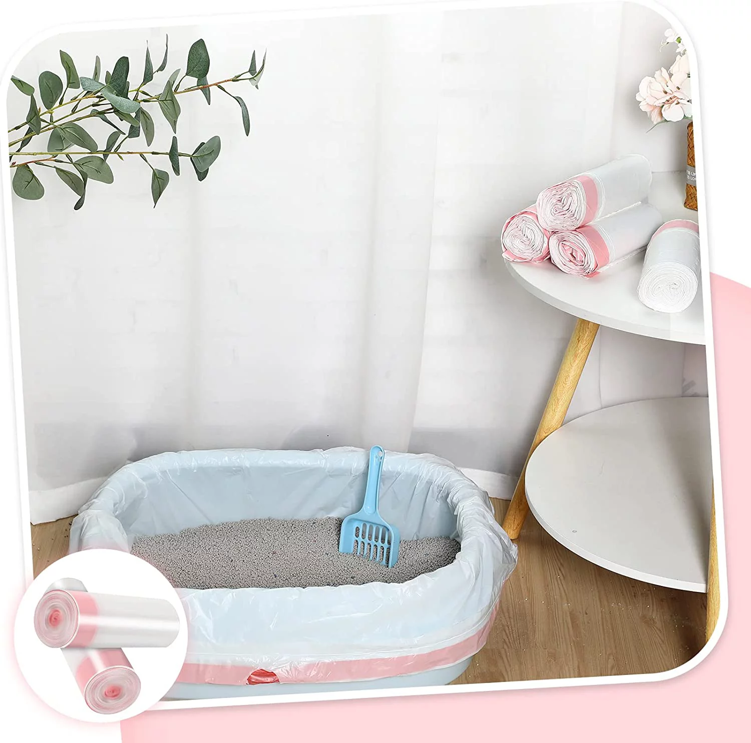 Home Times 30-Count 31 x 18 in Large Cat Litter Box Liners With Drawstring Kitty Litter Pan Box Liners Heavy Duty Cat Litter Bags Thick Cat Litter Box Liners Kitty Litter Bags