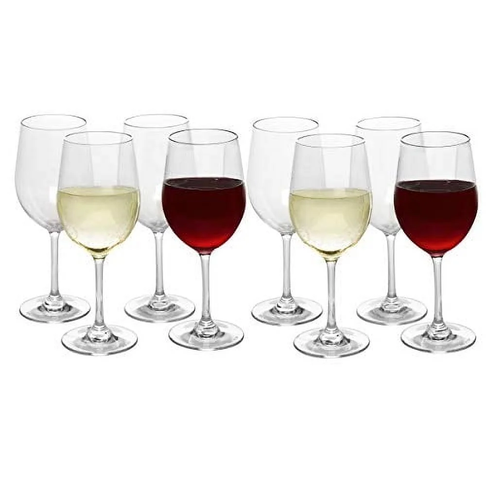 Unbreakable Stemmed Wine Glasses, 12oz- 100% Tritan- Shatterproof, Reusable, Dishwasher Safe Drink Glassware (Set of 8)- Indoor Outdoor Drinkware - Great Mother's Day, Valentine's Day or Wedding Gift