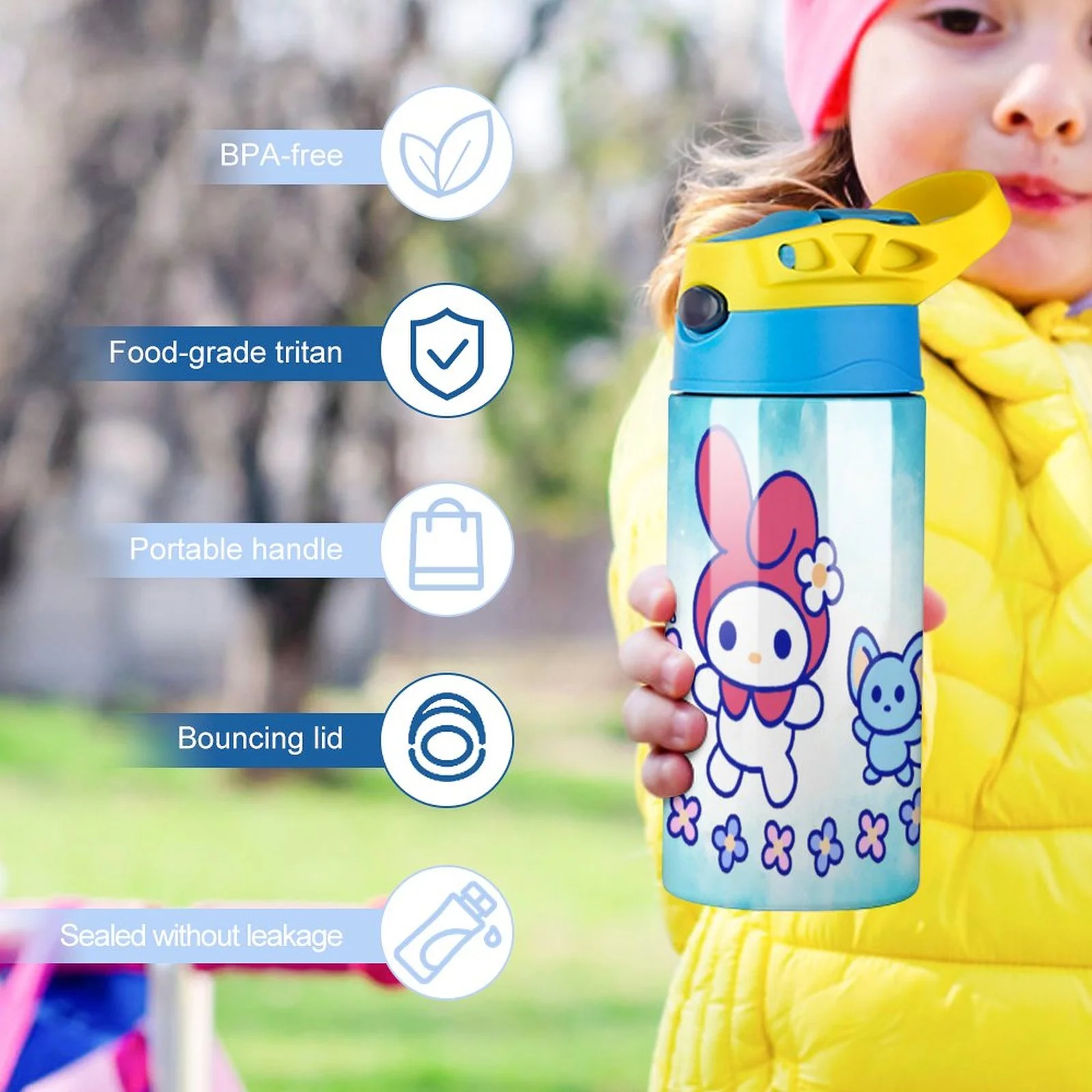 My Melody Characters Children's Water Bottle Vacuum Insulated Stainless Steel Cup With Straw Toddler Thermoses