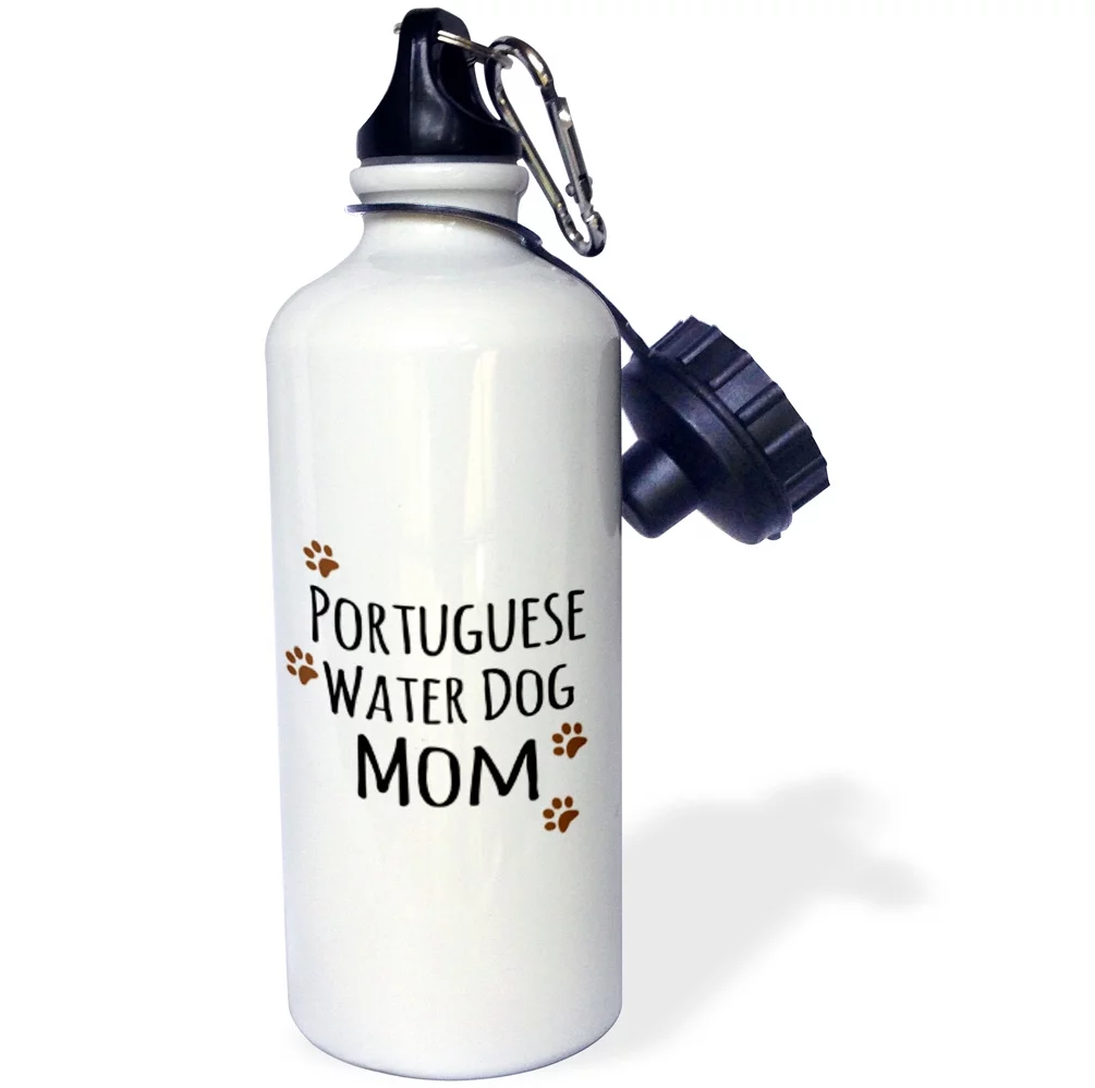 Portuguese Water Dog Mom - Doggie by breed - muddy brown paw print doggy lover proud mama pet owner 21 oz Sports Water Bottle wb-154177-1
