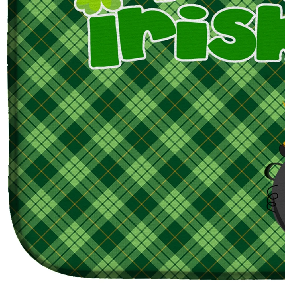 Longhaired Red and White Chihuahua St. Patrick's Day Dish Drying Mat 14 in x 21 in
