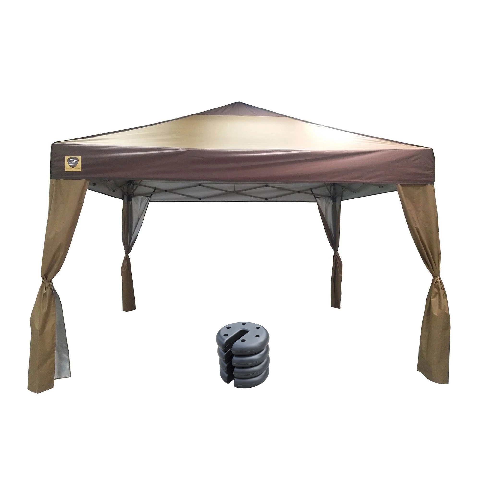 Z- Shade 12 x 12Ft Instant Portable Canopy, Tan & 5Lb Leg Weights, Set of 4