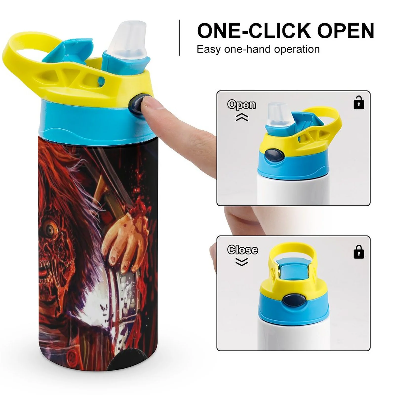 Blood Art Scary Kid's Insulated Water Bottle With Straw Vacuum Stainless Steel Cup Leak-Proof Children Toddler Thermoses