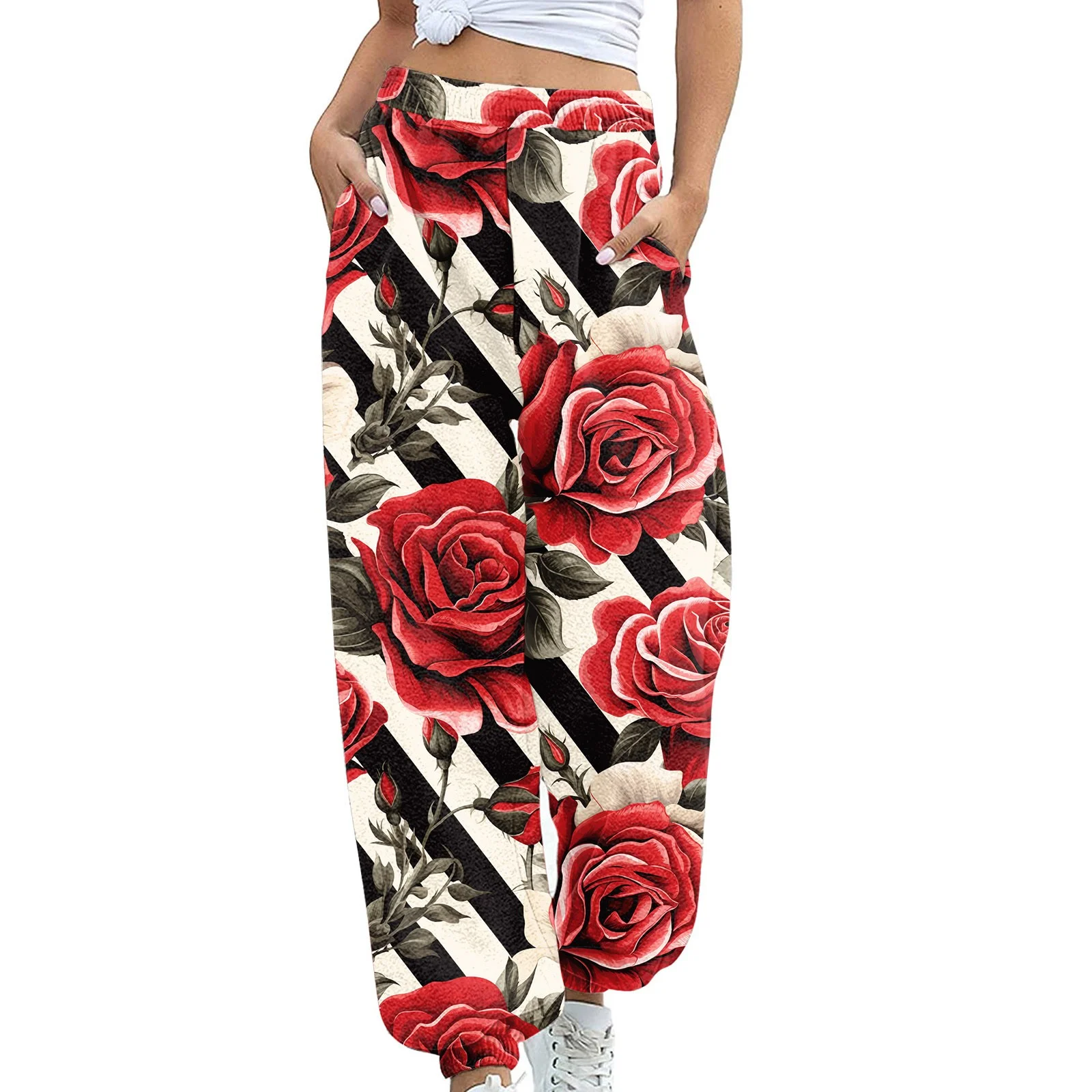 adviicd Plus Size Pants with Pockets Women's Plus Size Casual Yoga Comfy Loose Workout Lounge Pants with Pockets(Black,S)