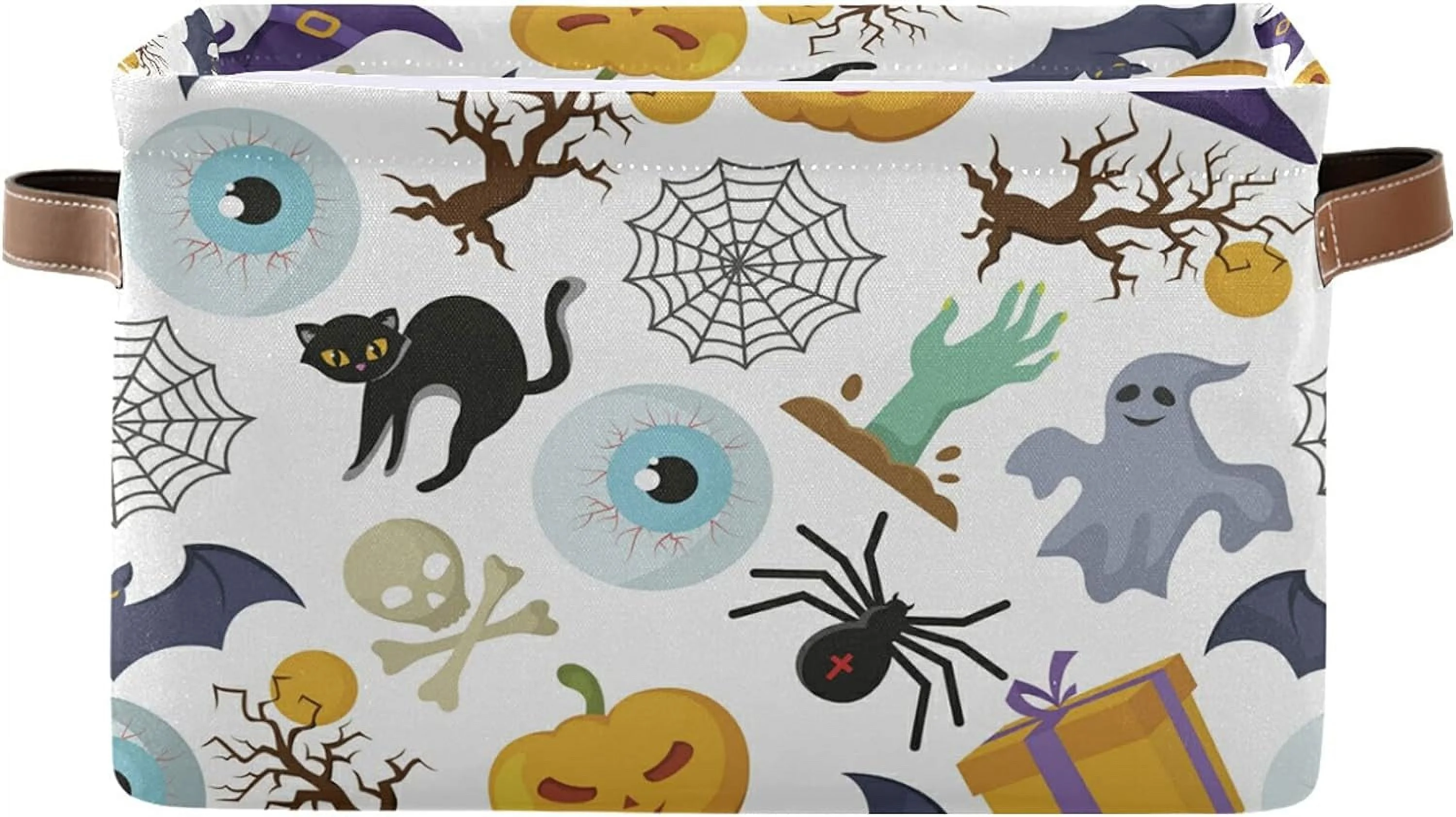 Hotbar Halloween Pumpkin Cat Storage Bin for Toy Storage Basket Dirty Clothes Sundries Office Home Closet Organizer Shelf Cube Box Waterproof Laundry Basket