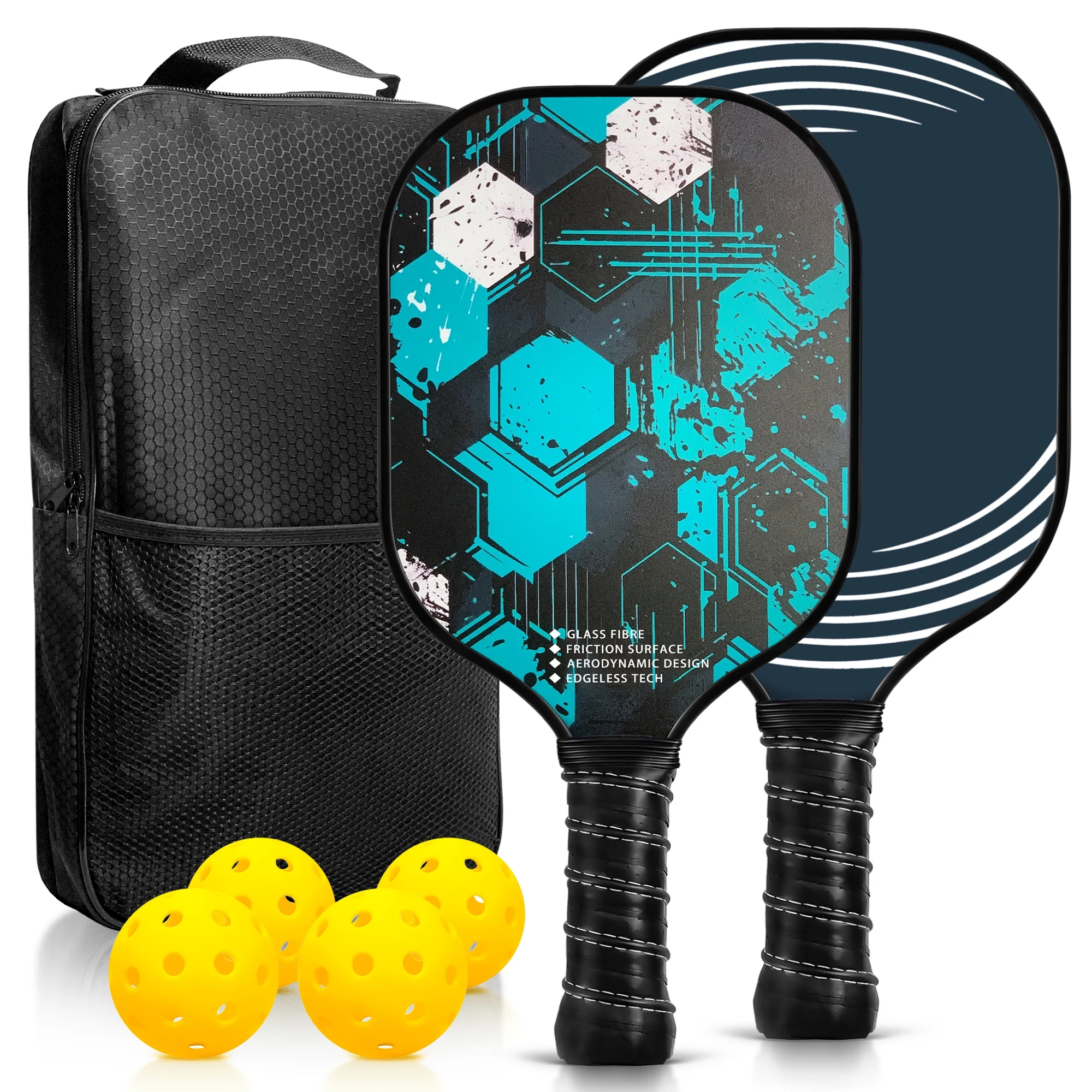 NFTIGB Pickleball Paddles Set with 4 Pickleball Balls, Lightweight, Fiberglass Surface, USAPA Approved