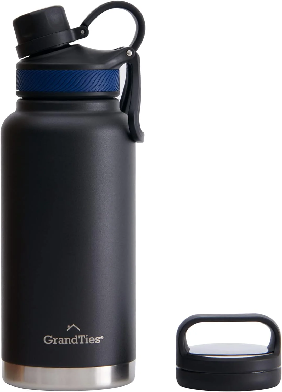 GrandTies 2 Lids Sports Stainless Steel Water Bottles &ndash; Wide Mouth Vacuum Insulated Reusable Leak Proof BPA-Free Travel Metal Canteen, Thermos Bottles for Men Women Gym