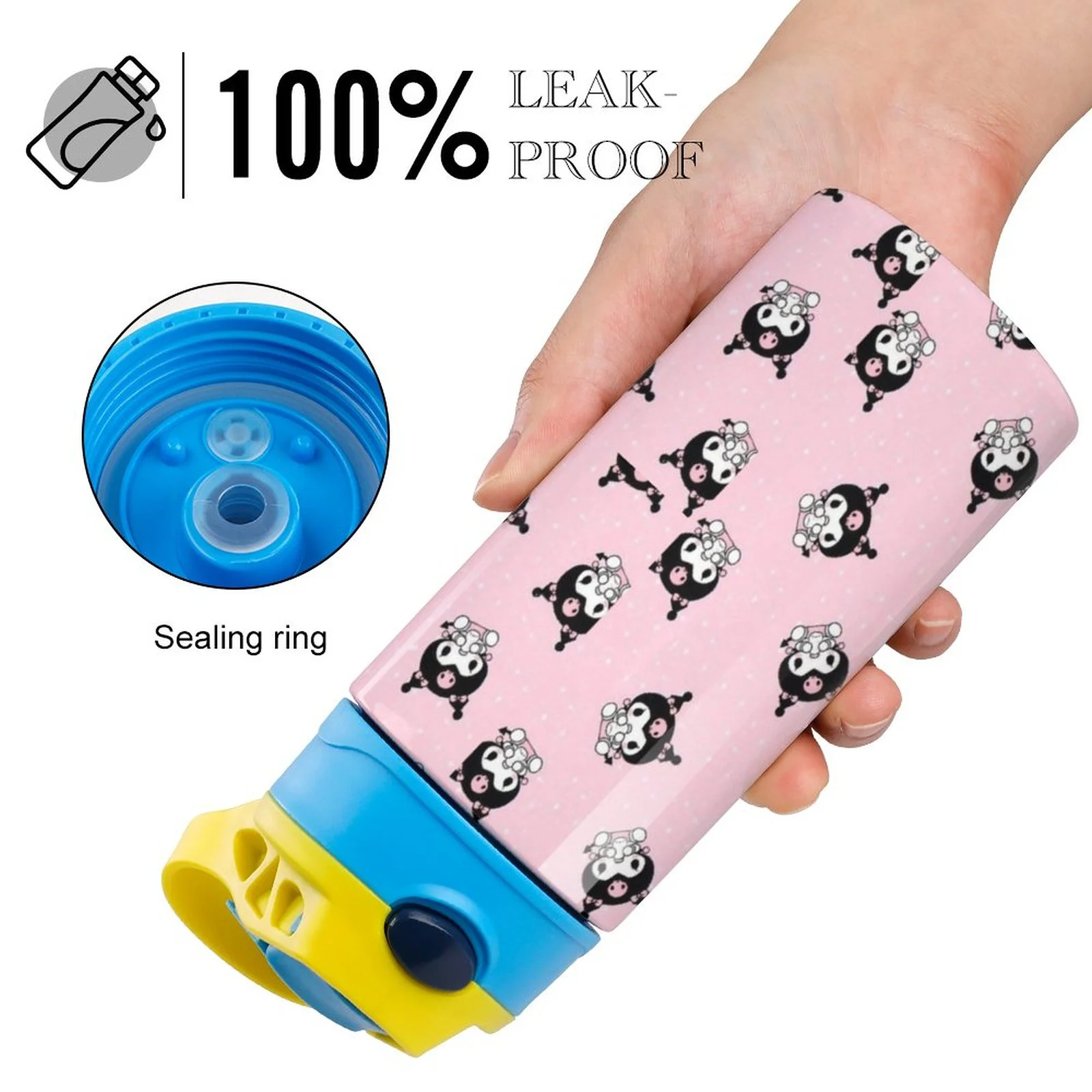 My Melody Kuromi Children's Water Bottle Vacuum Insulated Stainless Steel Cup With Straw Toddler Thermoses