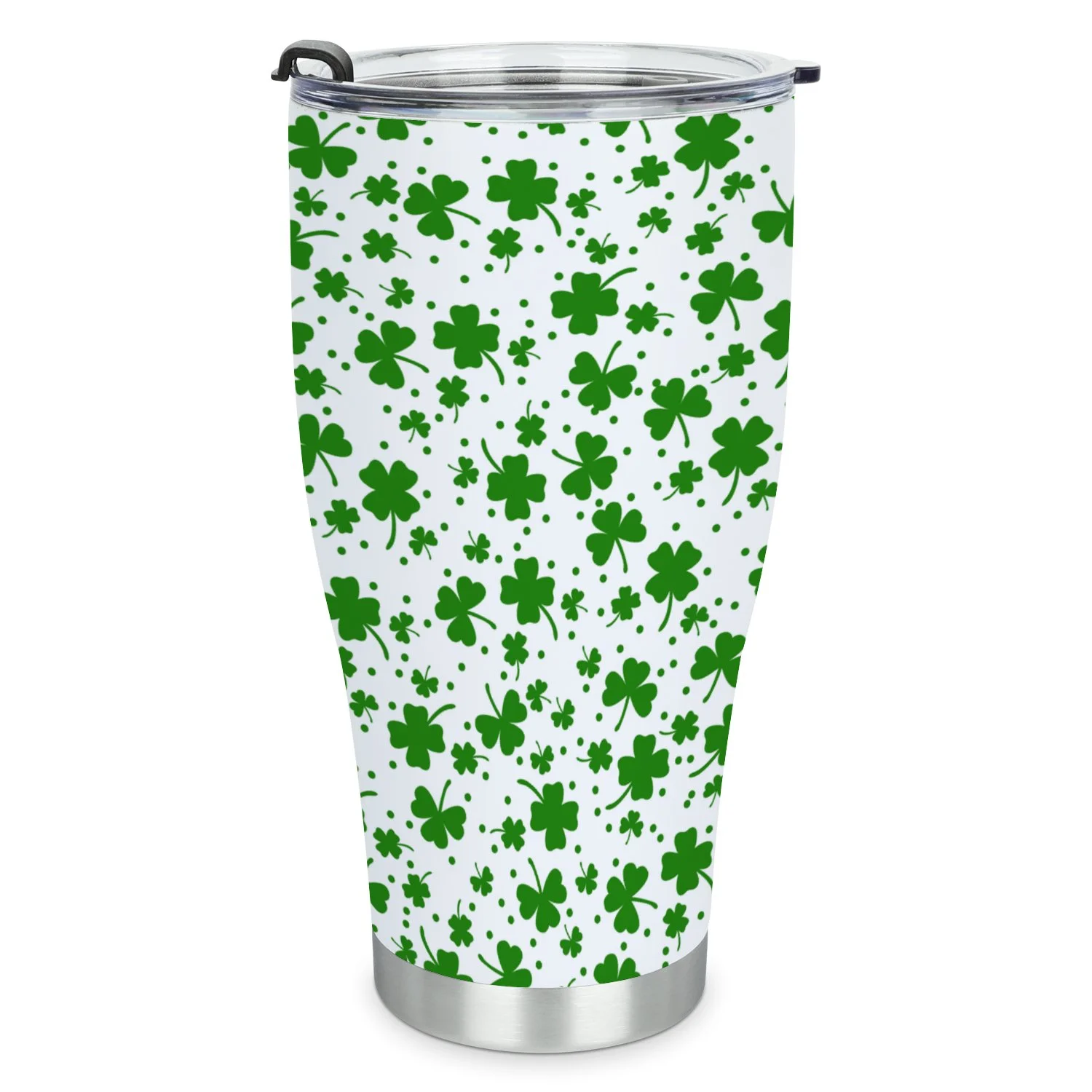 Hidove Stainless Steel Tumbler, St Patrick S Day Clover Seamless Pattern 30oz Leak Proof & Stainless Steel Bottle for Hot & Cold Drinks - Coffee Travel Mug, Water Metal Canteen, Thermal Cup