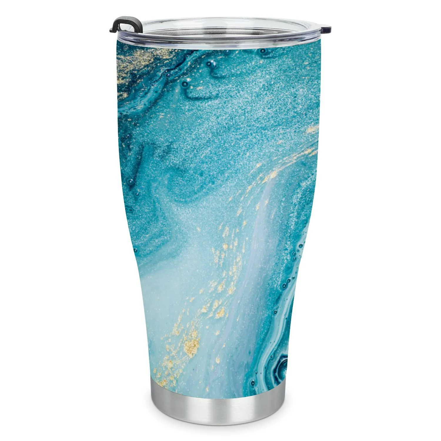 Hidove Stainless Steel Tumbler, Abstract Ocean 30oz Leak Proof & Stainless Steel Bottle for Hot & Cold Drinks - Coffee Travel Mug, Water Metal Canteen, Thermal Cup