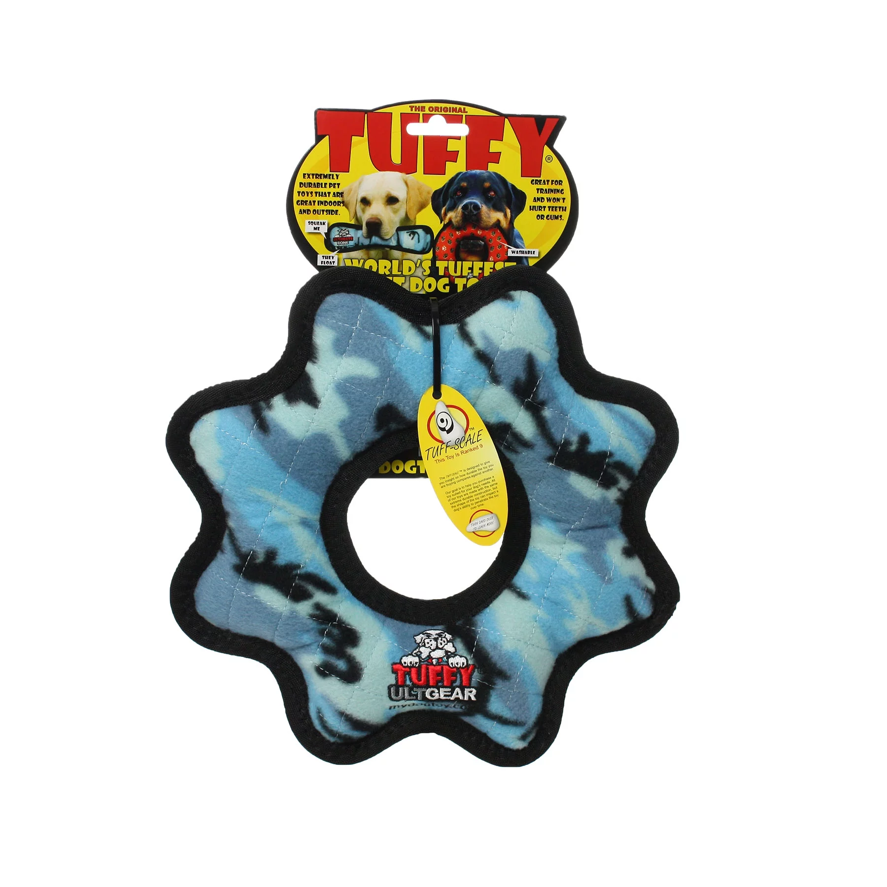 Tuffy Ultimate Gear Ring Durable Dog Toy, Camo Blue